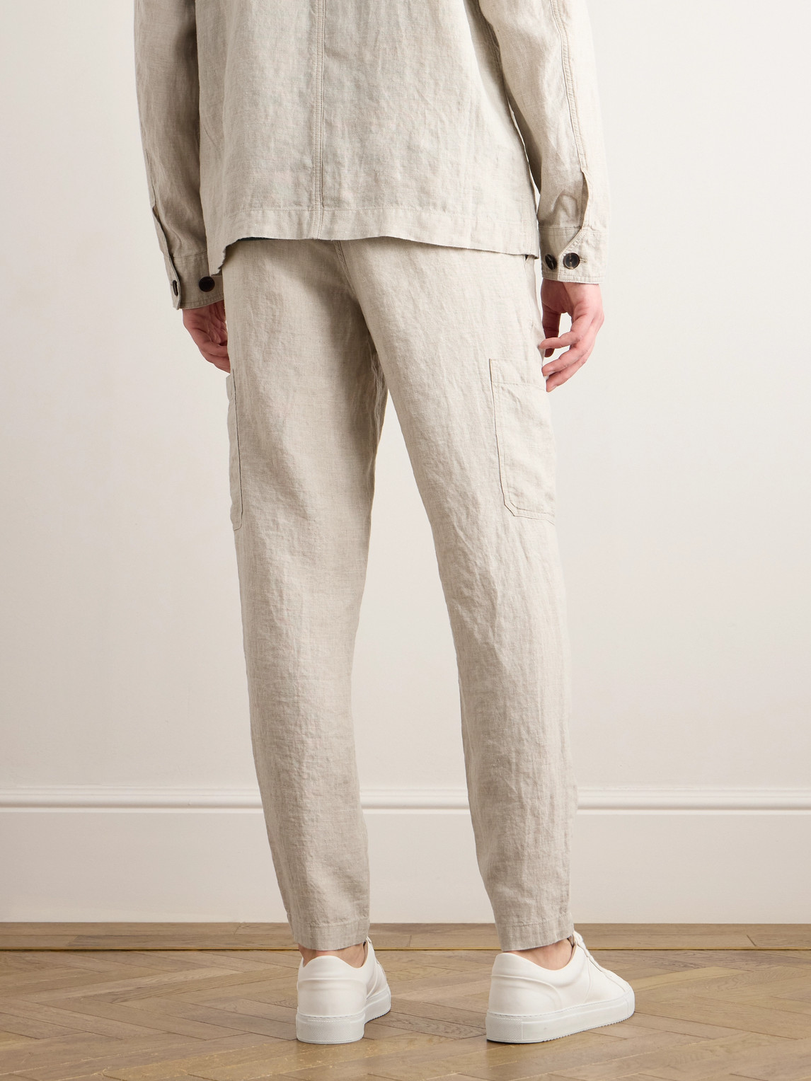  Mr P. - Tapered Linen Drawstring Cargo Trousers - Men - Neutrals - 30 