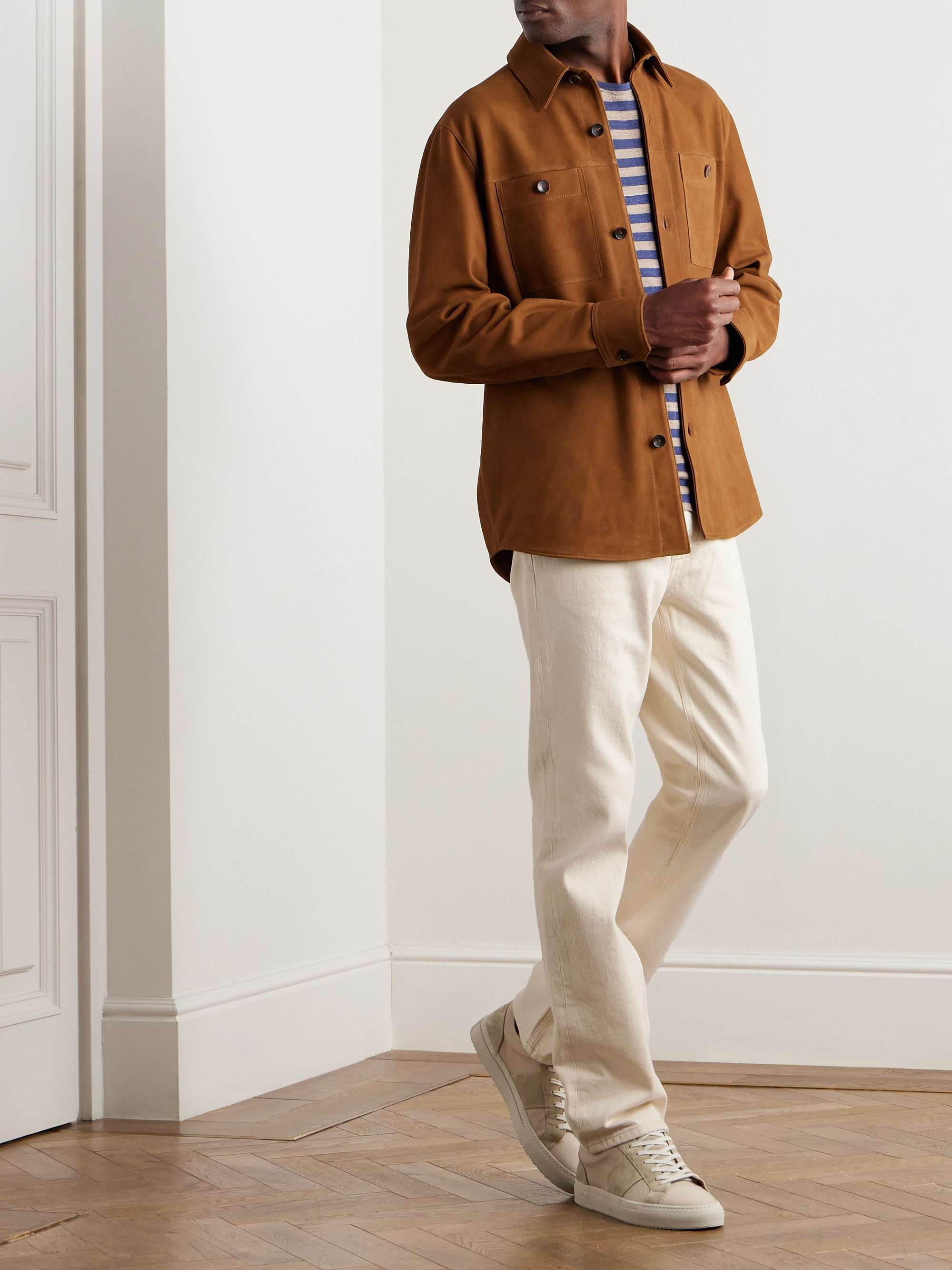 BARENA Garment-Dyed Cotton-Blend Moleskin Overshirt for Men