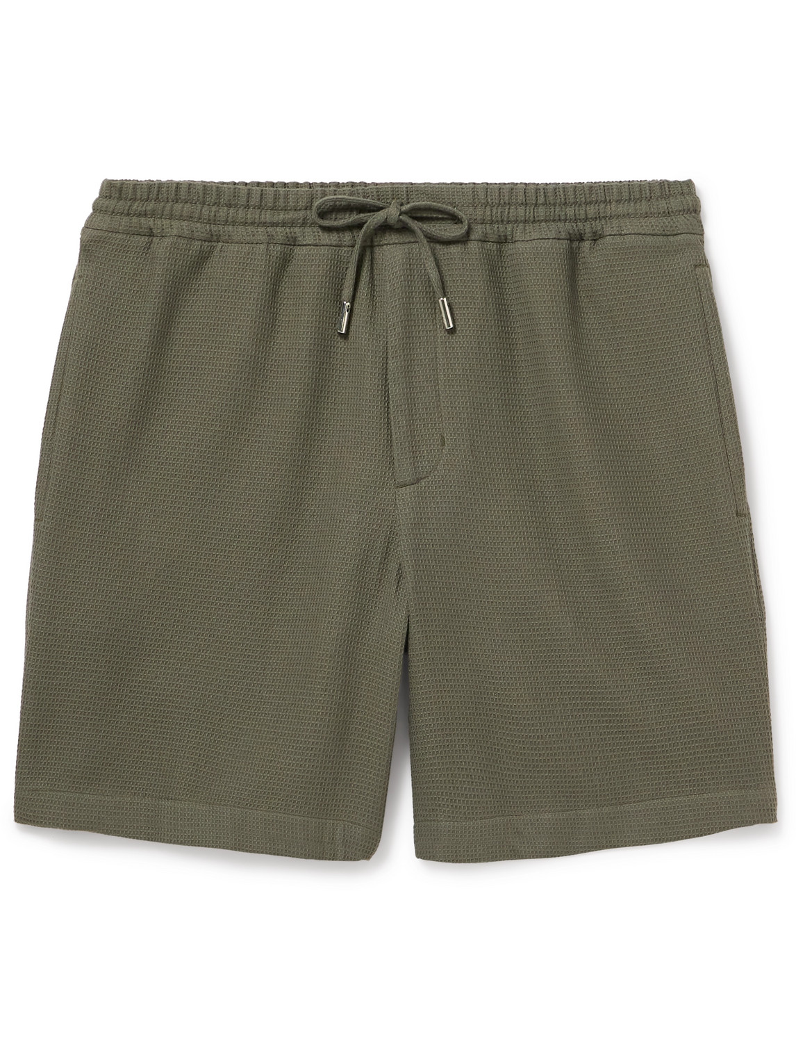 Straight-Leg Waffle-Knit Organic Cotton Drawstring Shorts