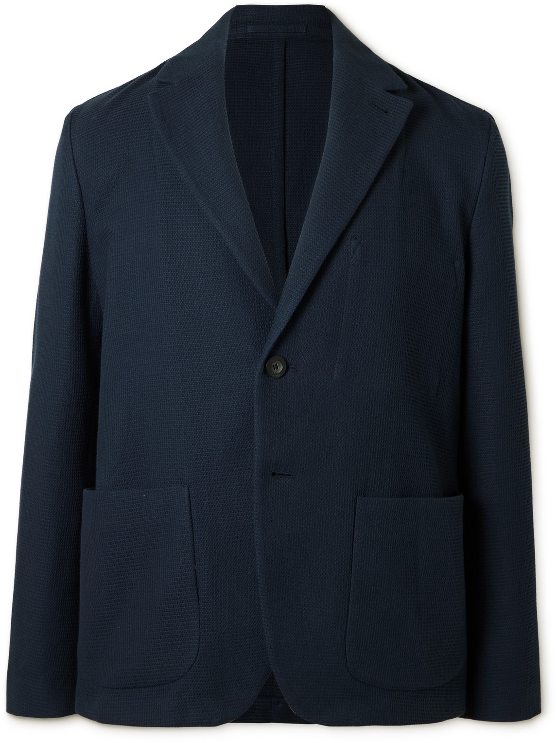 Unstructured Waffle-Knit Organic Cotton Suit Jacket