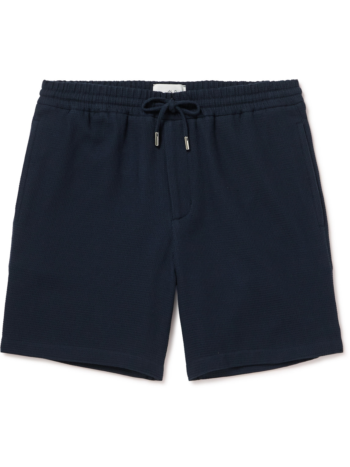 Straight-Leg Waffle-Knit Organic Cotton Drawstring Shorts