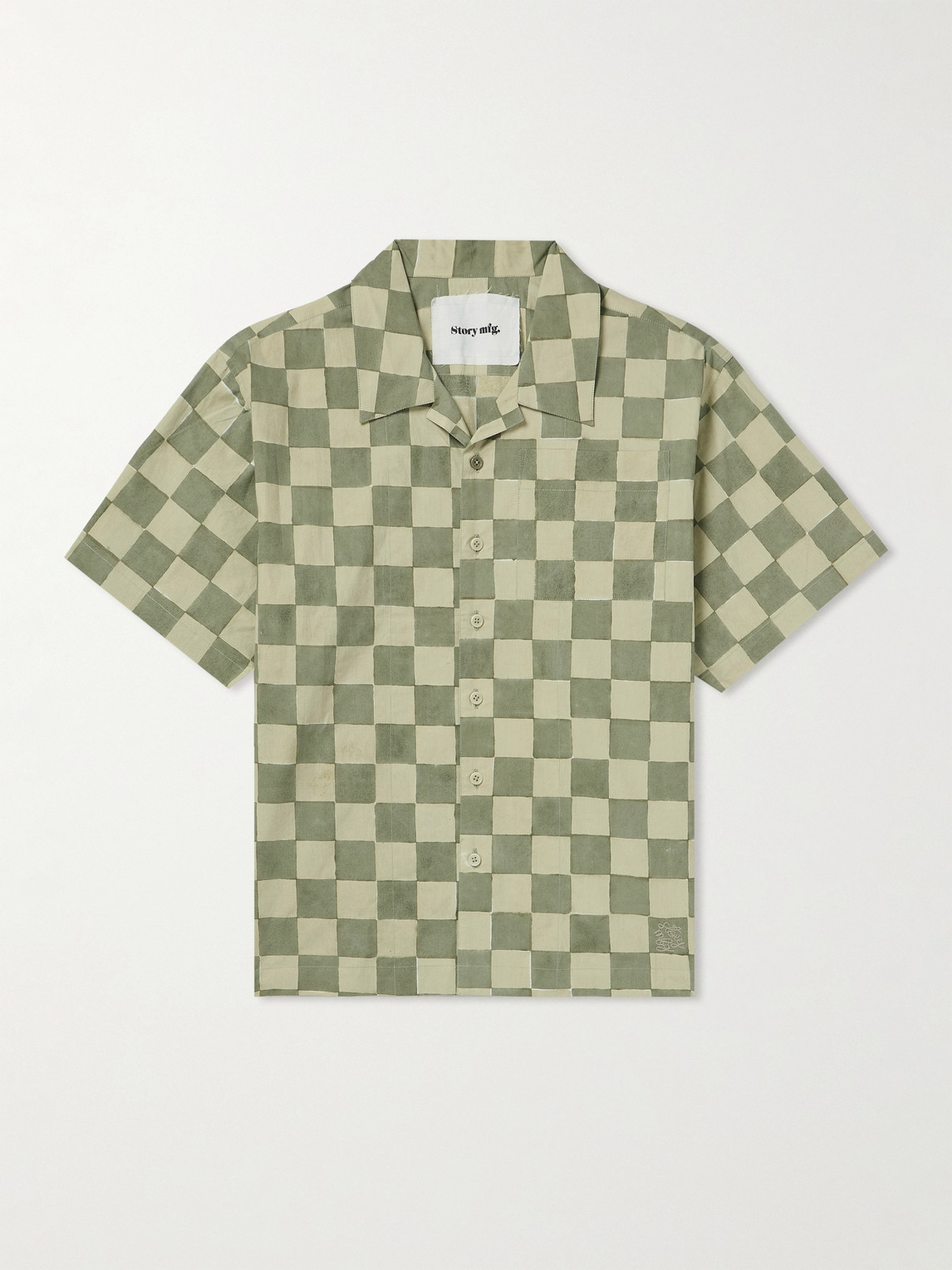 Greetings Camp-Collar Logo-Embroidered Checked Organic Cotton Shirt