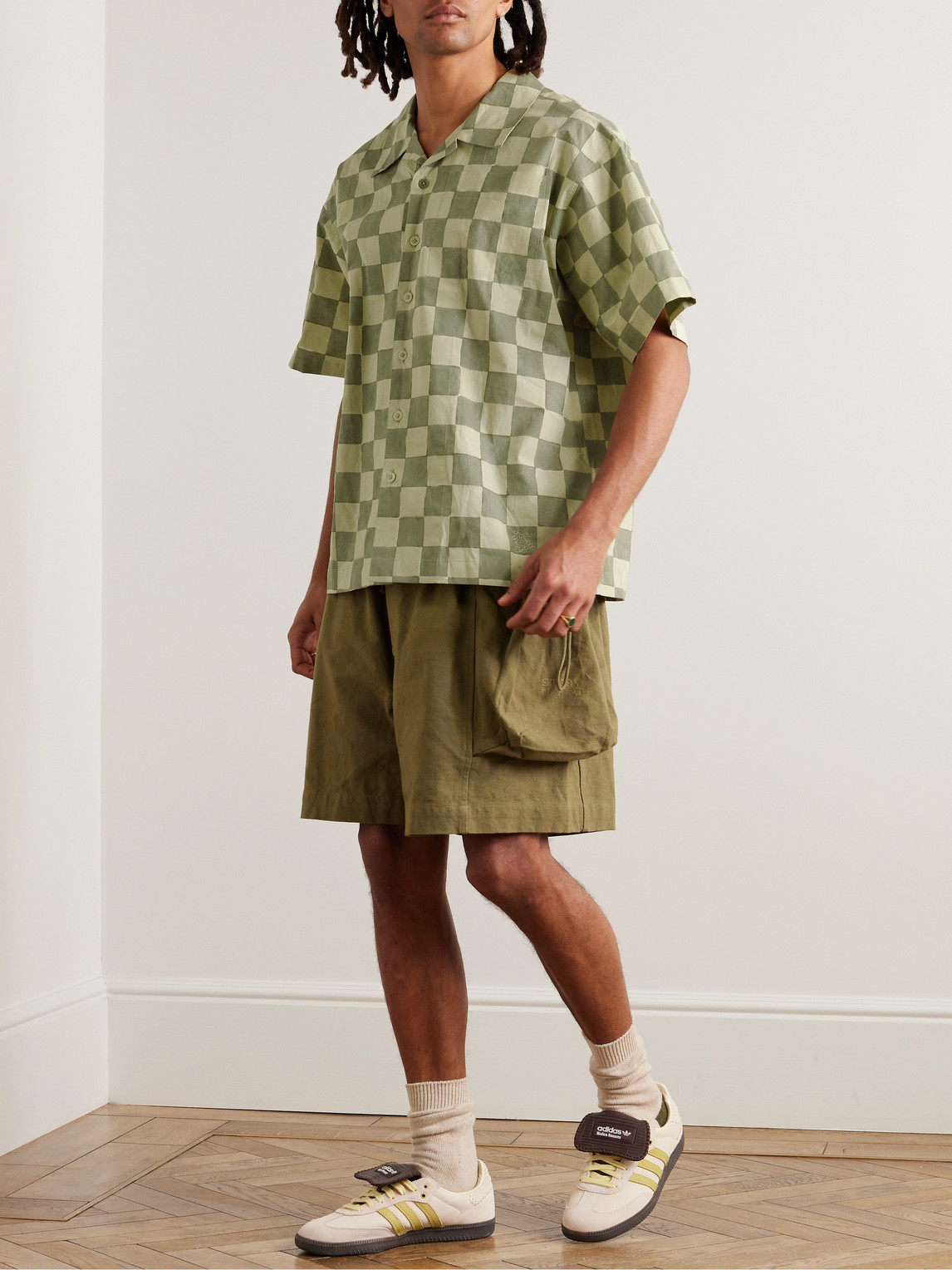 Greetings Camp-Collar Logo-Embroidered Checked Organic Cotton Shirt — 2