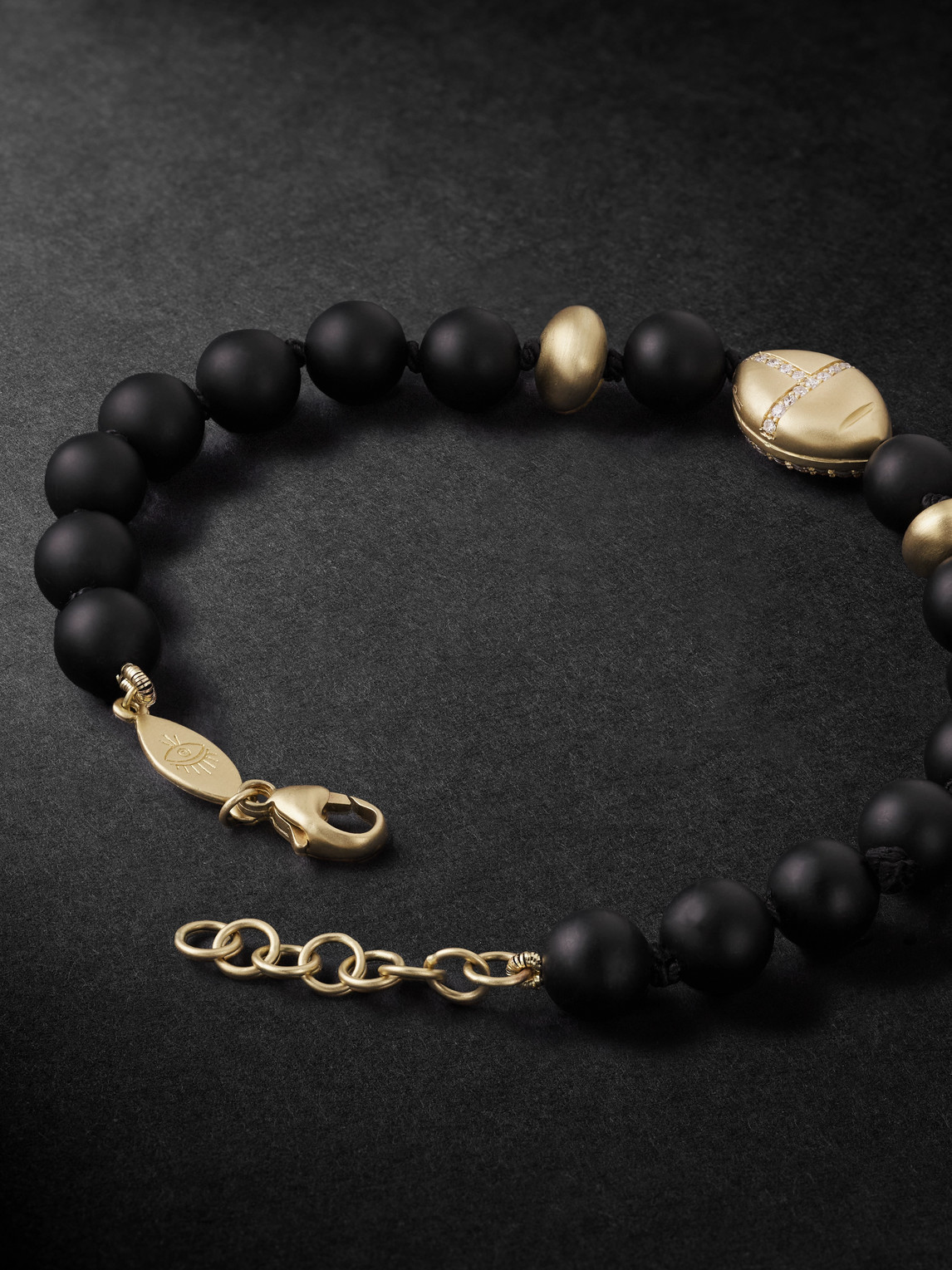 Shop Jacquie Aiche 14-karat Gold, Hematite And Diamond Beaded Bracelet