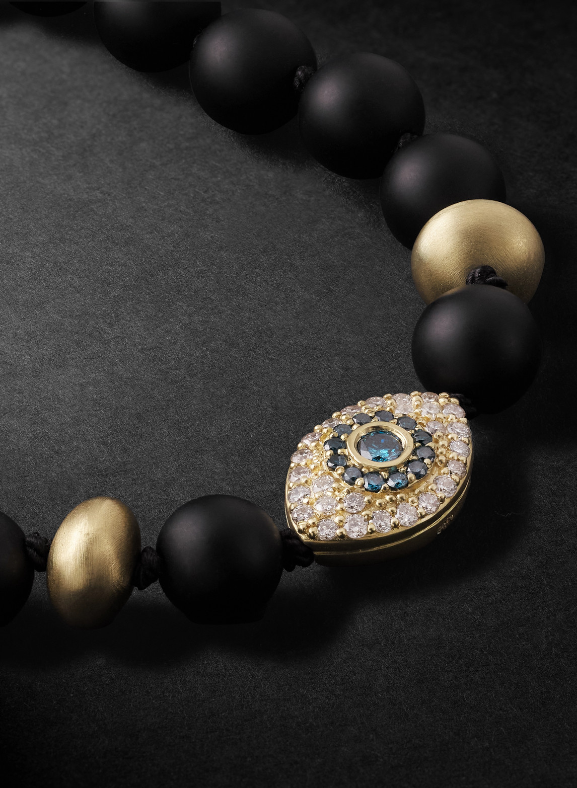 Shop Jacquie Aiche 14-karat Gold, Hematite And Diamond Beaded Bracelet