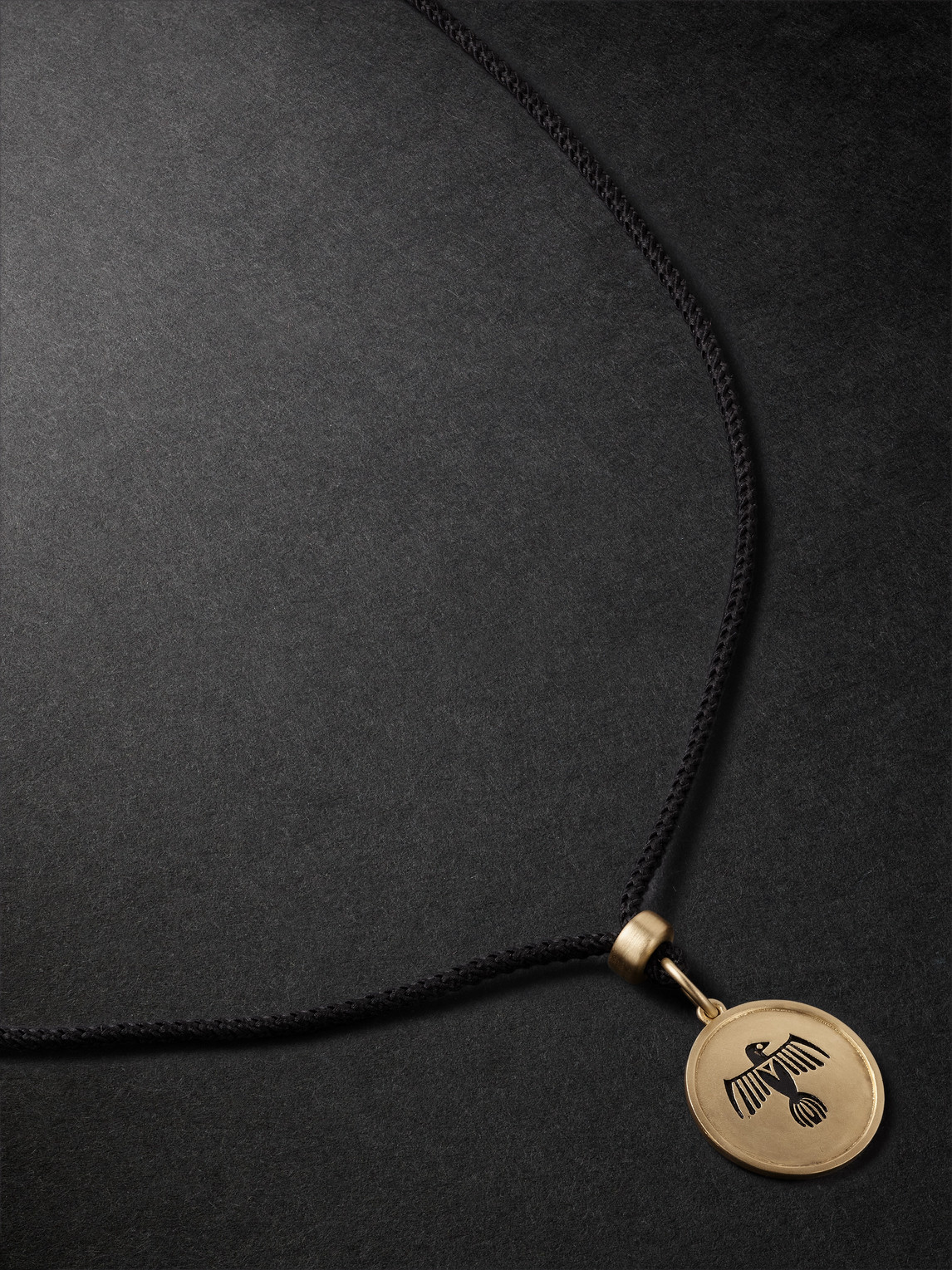 Jacquie Aiche Thunderbird 14-karat Gold, Enamel And Cord Pendant Necklace In White