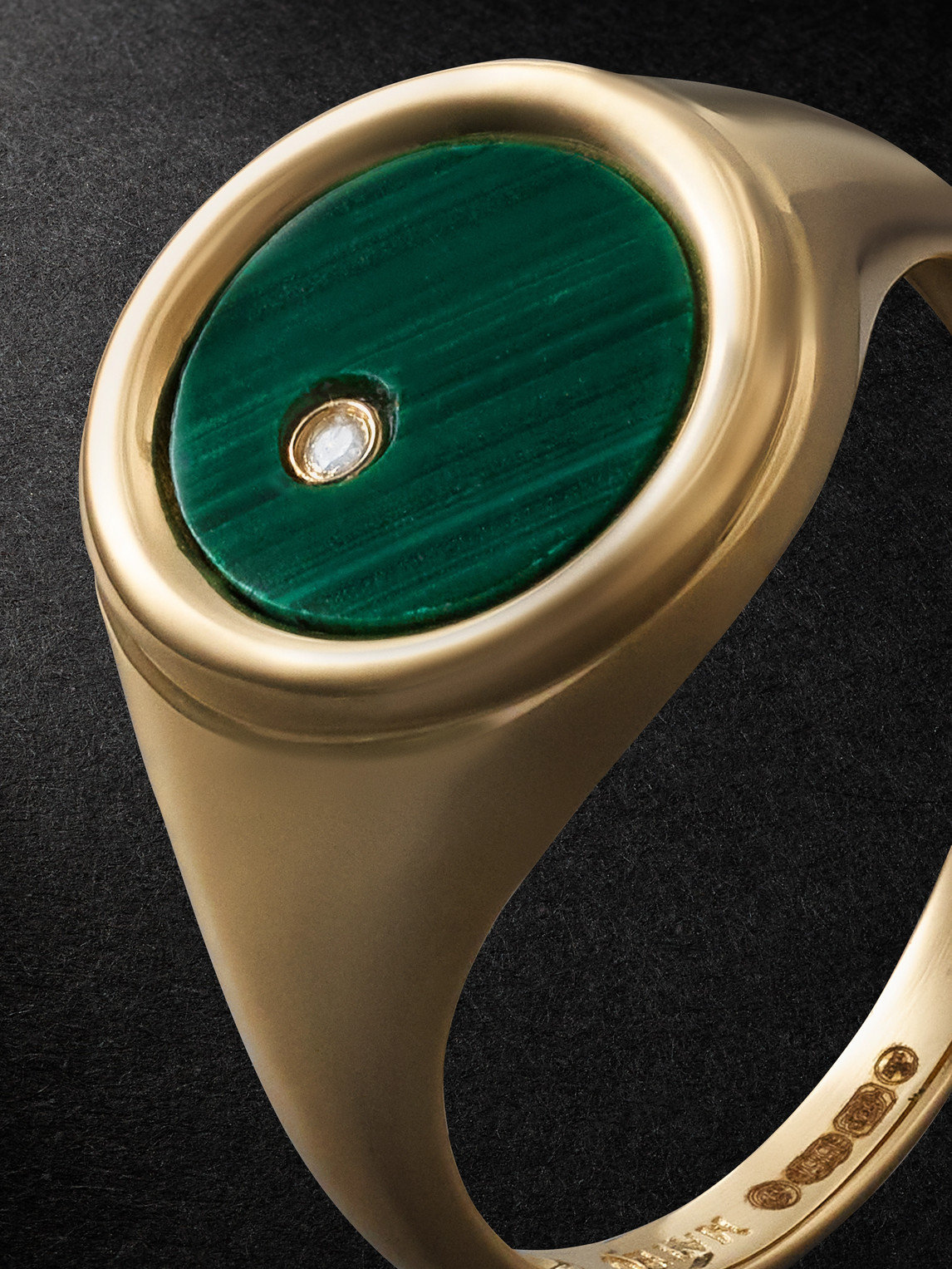 Shop Mateo Gold, Malachite And Diamond Signet Ring