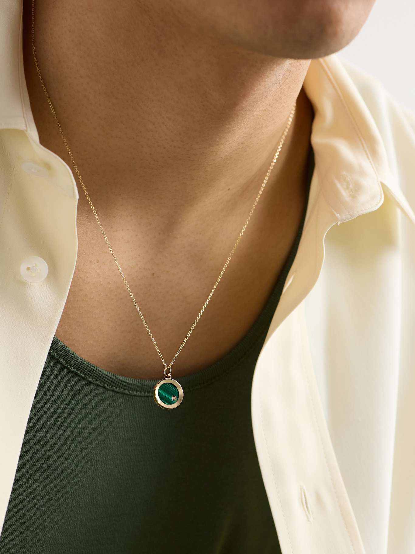 MATEO Gold, Malachite and Diamond Pendant Necklace for Men | MR PORTER