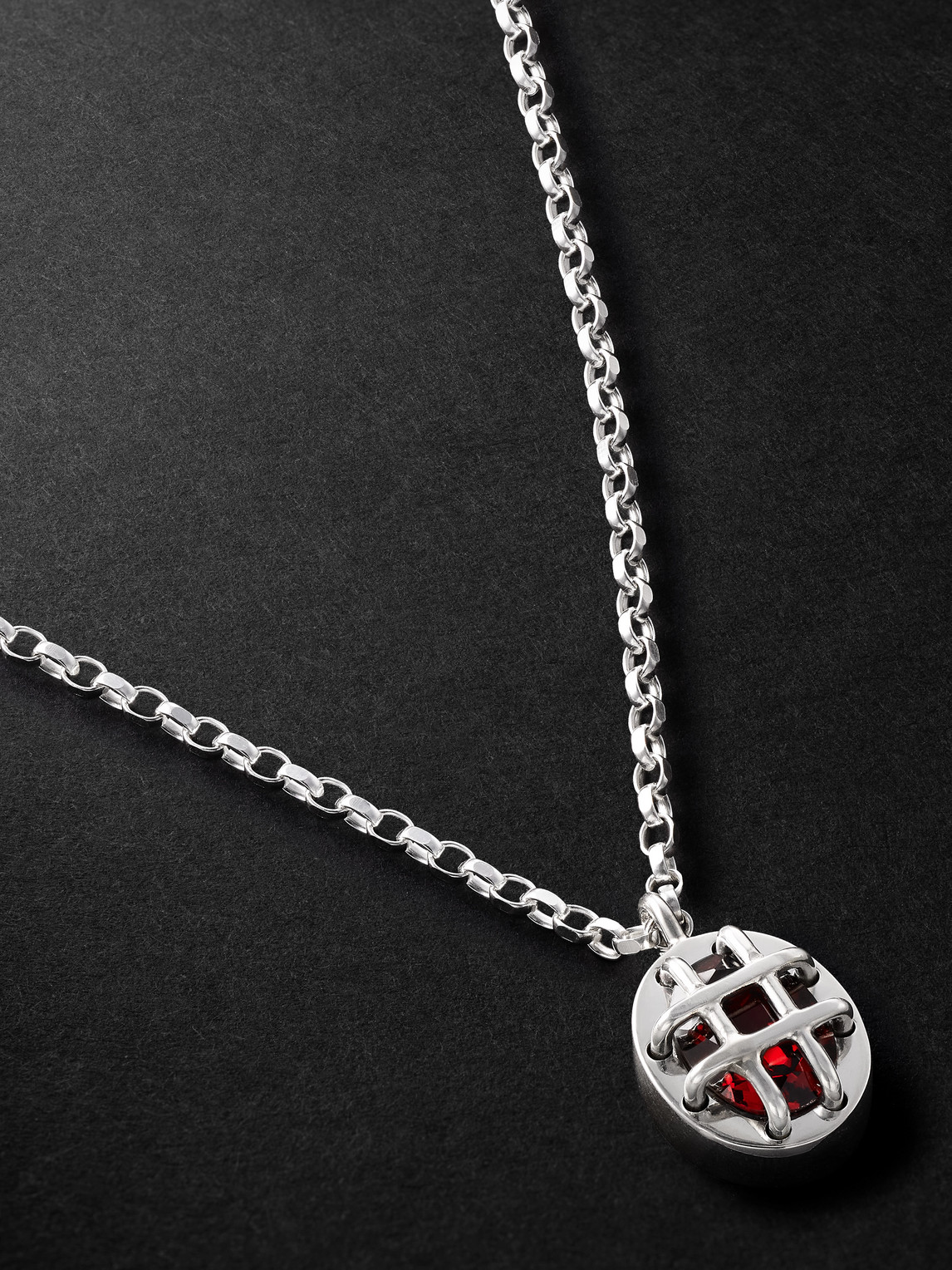 Shop Ouie Cage Sterling Silver Garnet Necklace