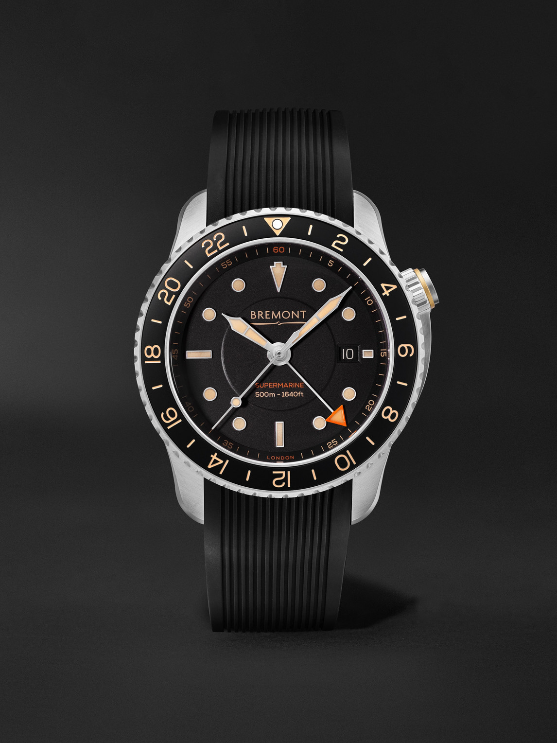 Supermarine S502 Automatic GMT Stainless Steel Watch, Ref. S502-BK-R-S