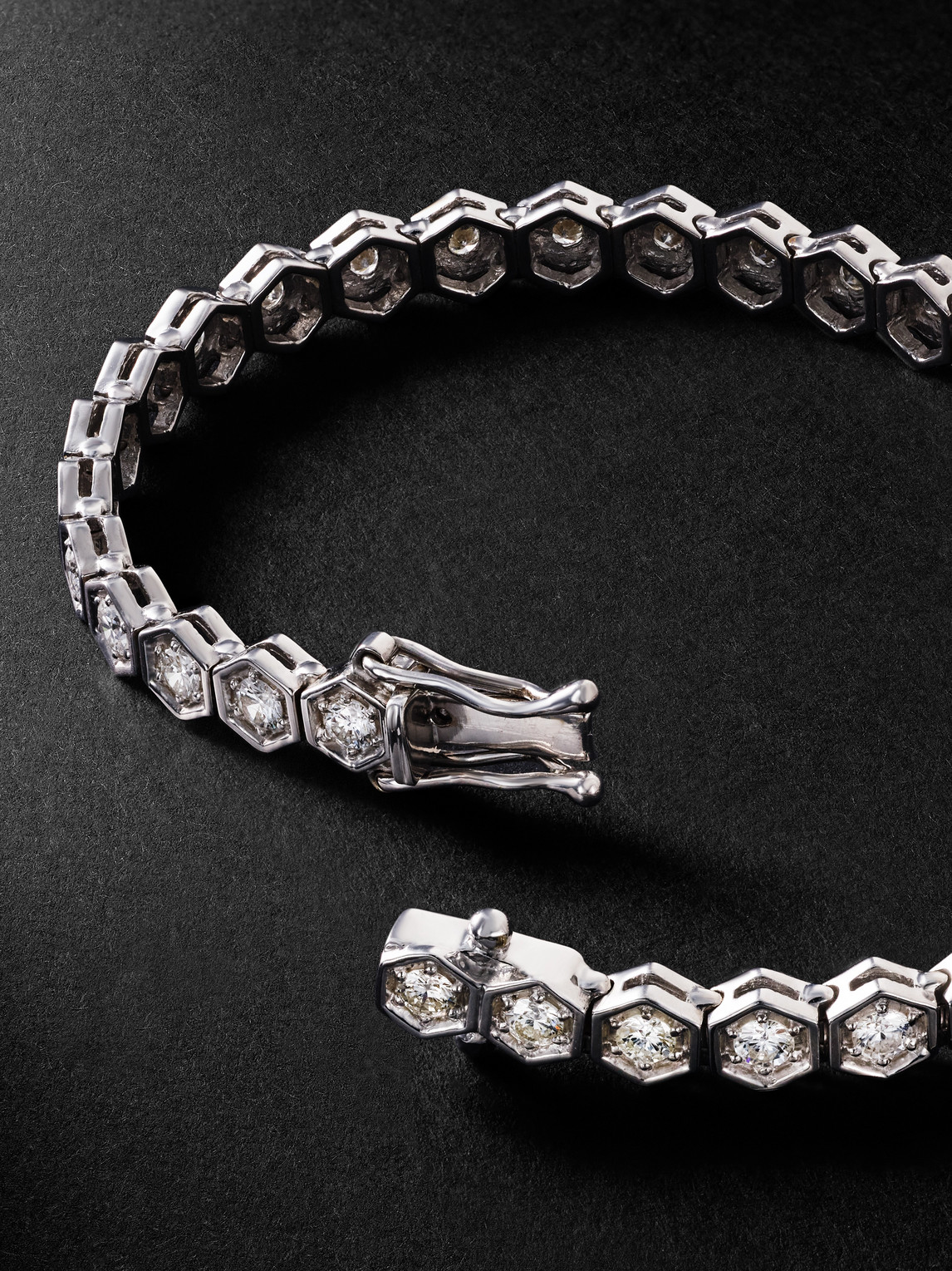 Shop Kolours Jewelry Hexagon Large White Gold Diamond Bracelet