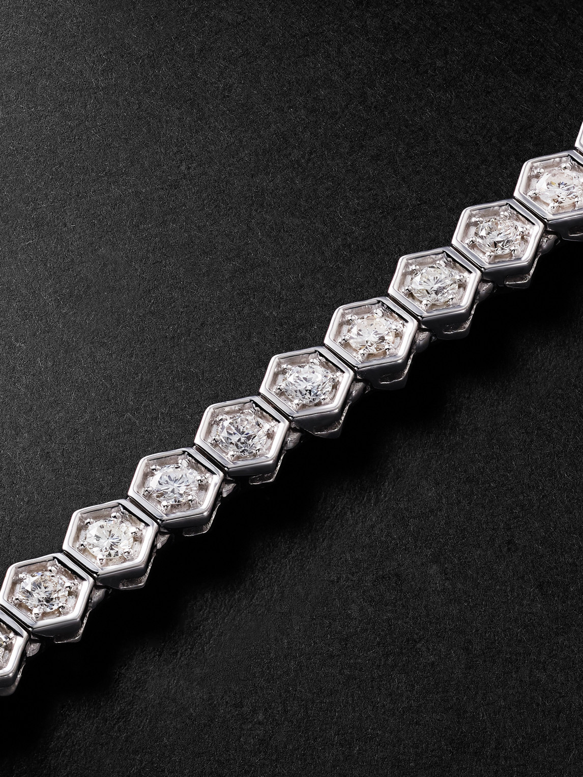 Shop Kolours Jewelry Hexagon Large White Gold Diamond Bracelet