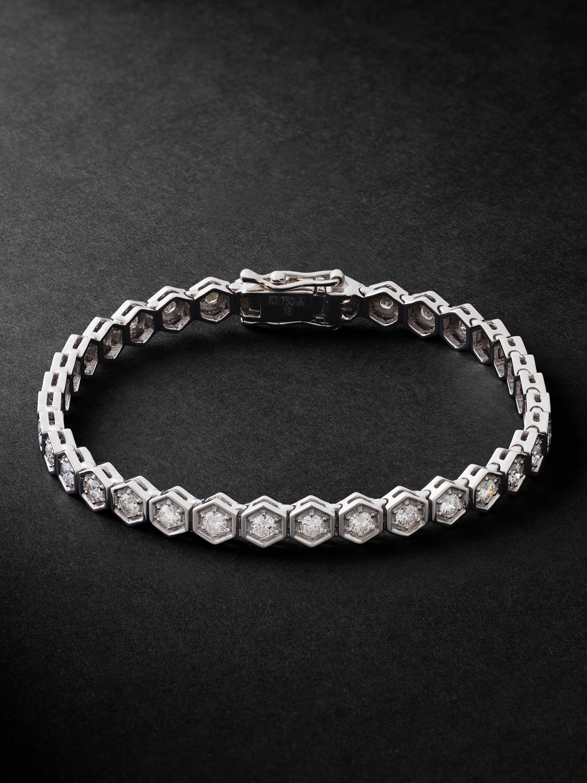 KOLOURS JEWELRY Hexagon XXLarge -Karat White Gold Diamond Bracelet - Men