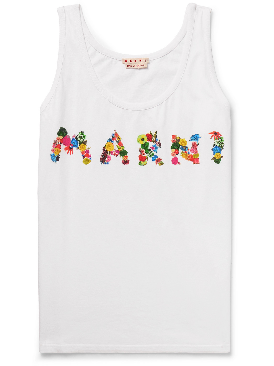 Marni Logo-print Cotton-jersey Tank Top In White