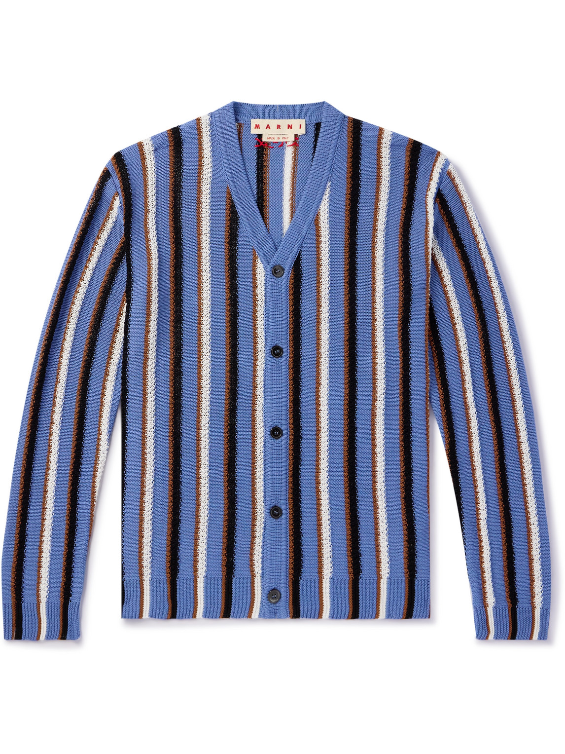 Logo-Embroidered Striped Cotton Cardigan