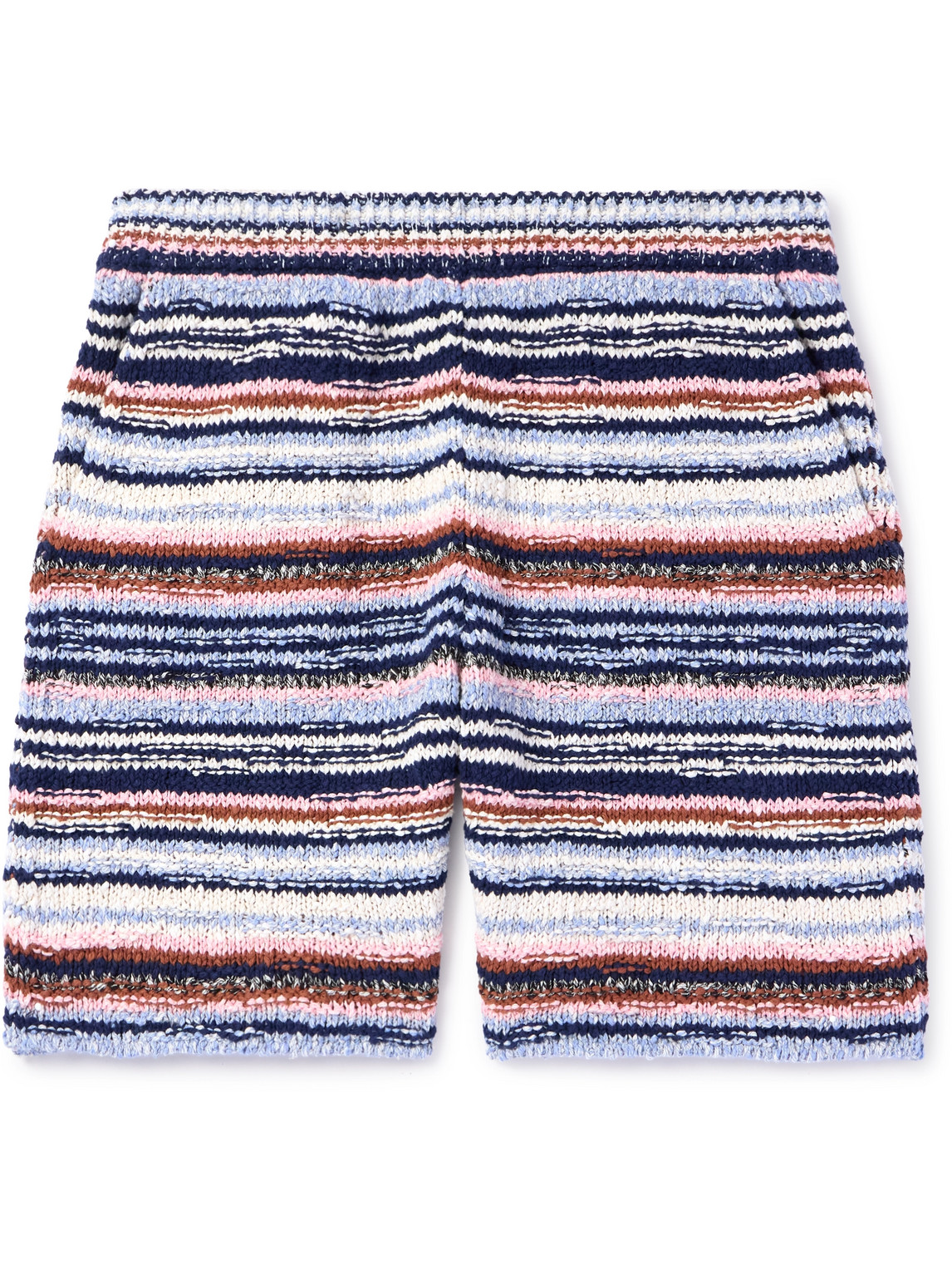 Marni Straight-leg Striped Crocheted Cotton Shorts In White