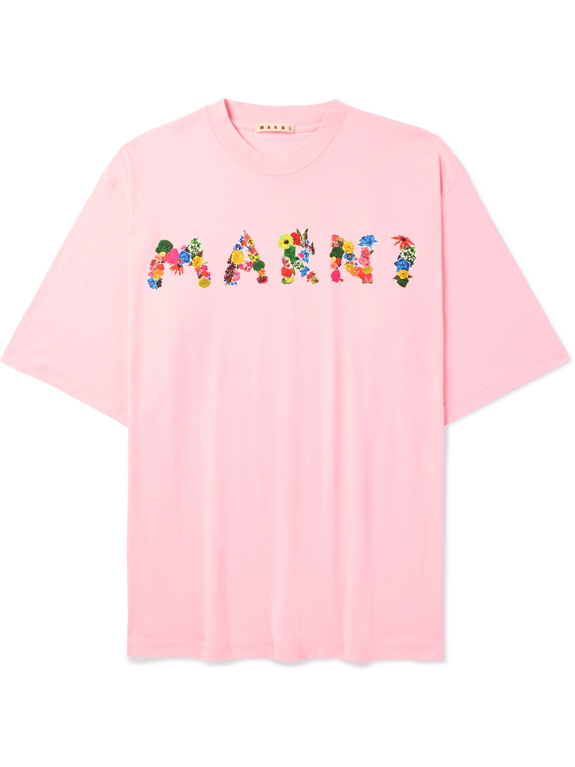 Shop Marni Logo-print Cotton-jersey T-shirt In Pink