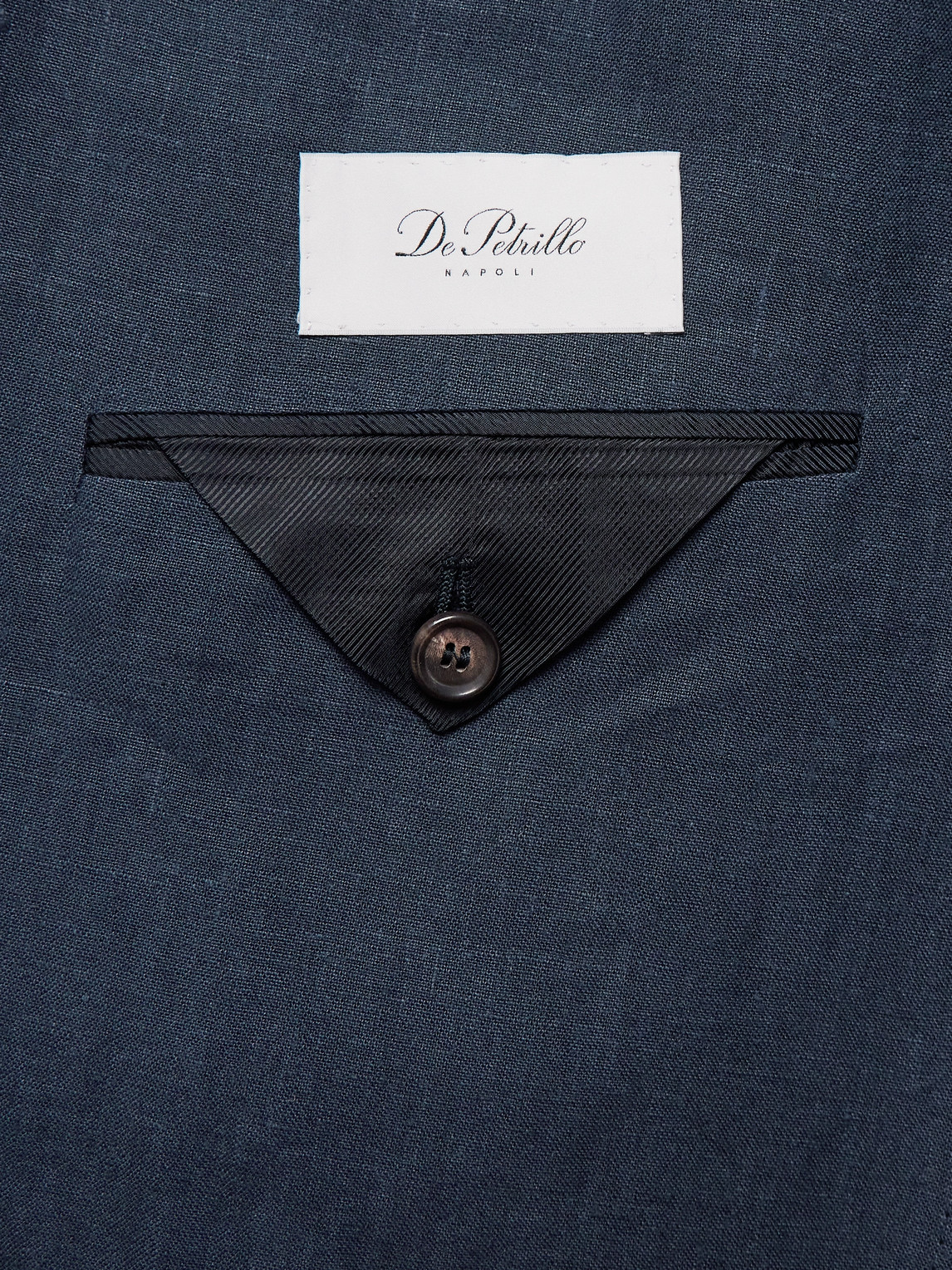 Shop De Petrillo Double-breasted Linen Suit Jacket In Blue