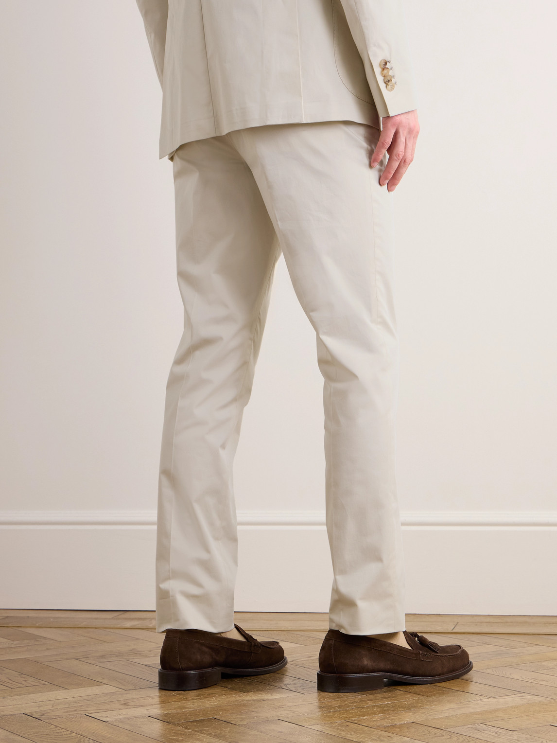 Shop De Petrillo Tapered Cotton-blend Twill Suit Trousers In Unknown