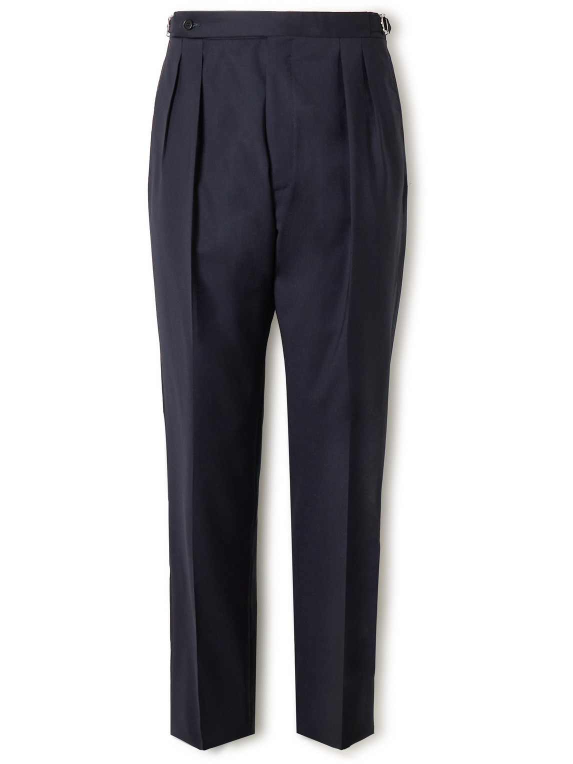 Straight-Leg Pleated Virgin Wool-Blend Trousers