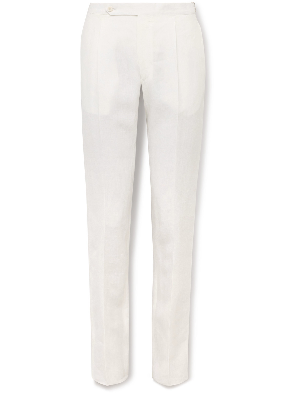 De Petrillo Slim-fit Pleated Linen Trousers In Unknown