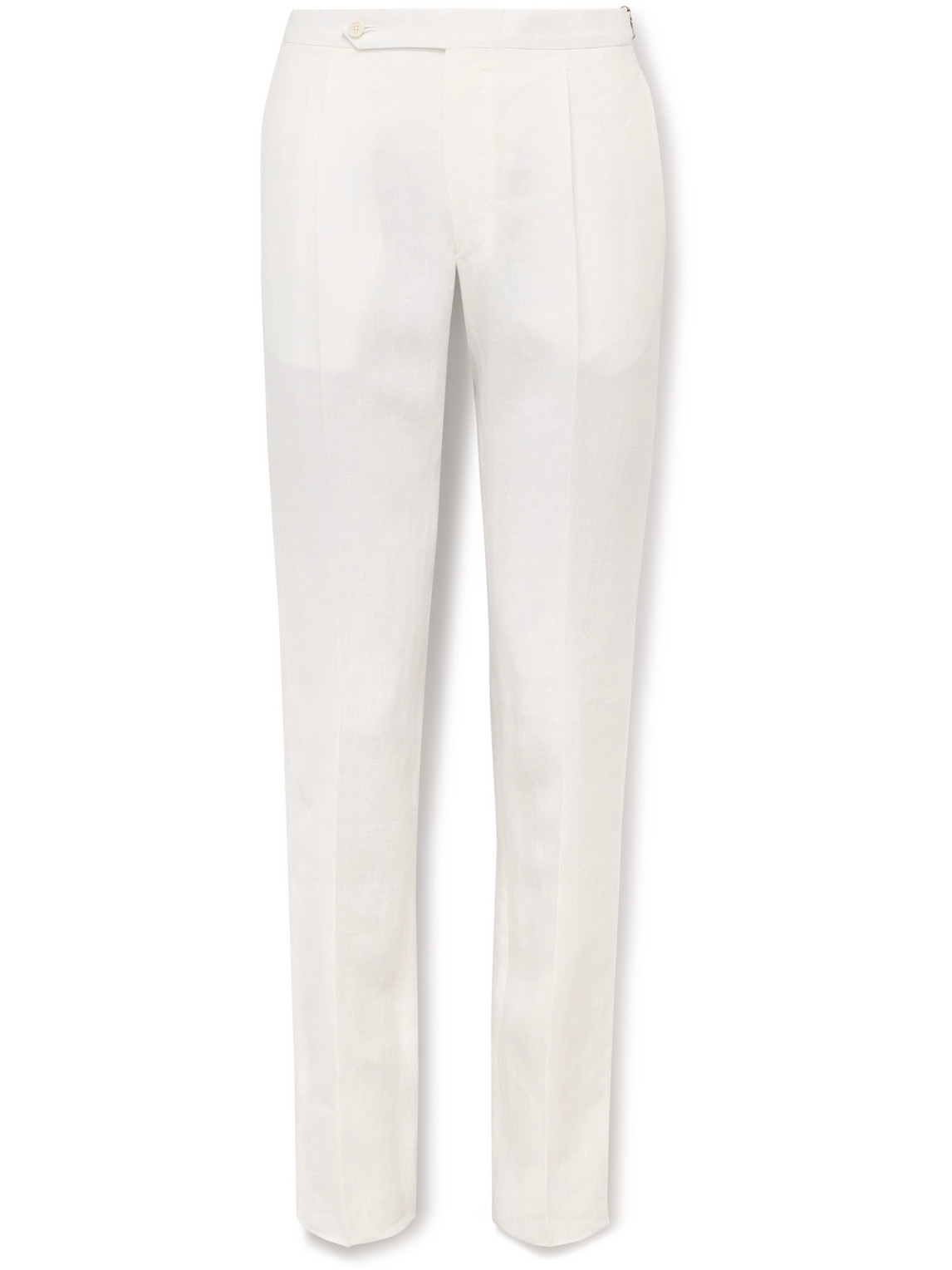 Slim-Fit Pleated Linen Trousers