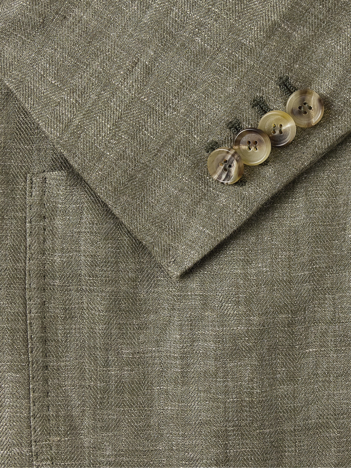 Shop De Petrillo Double-breasted Herringbone Linen Suit Jacket In Green