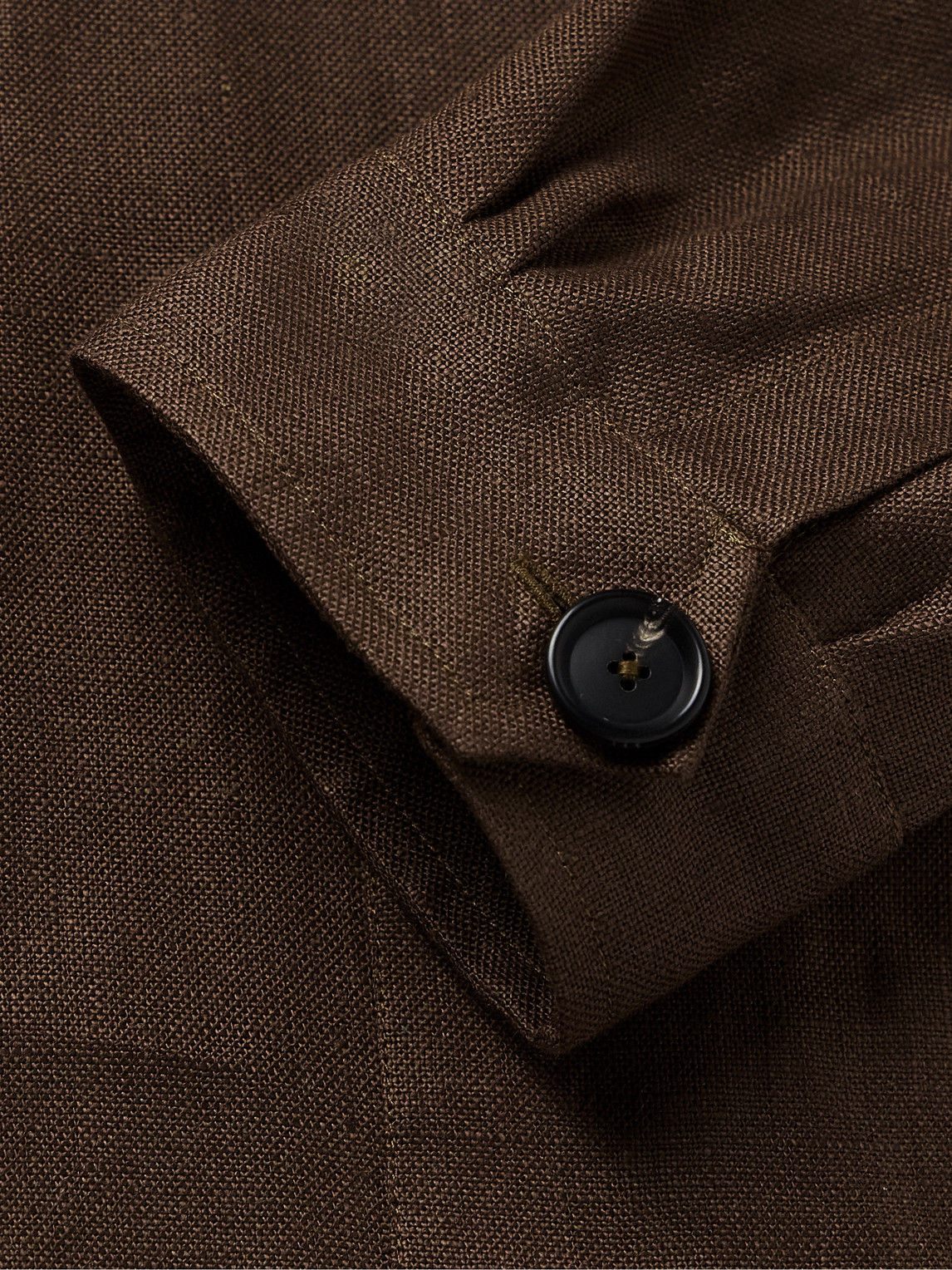 Shop De Petrillo Slim-fit Linen Overshirt In Brown