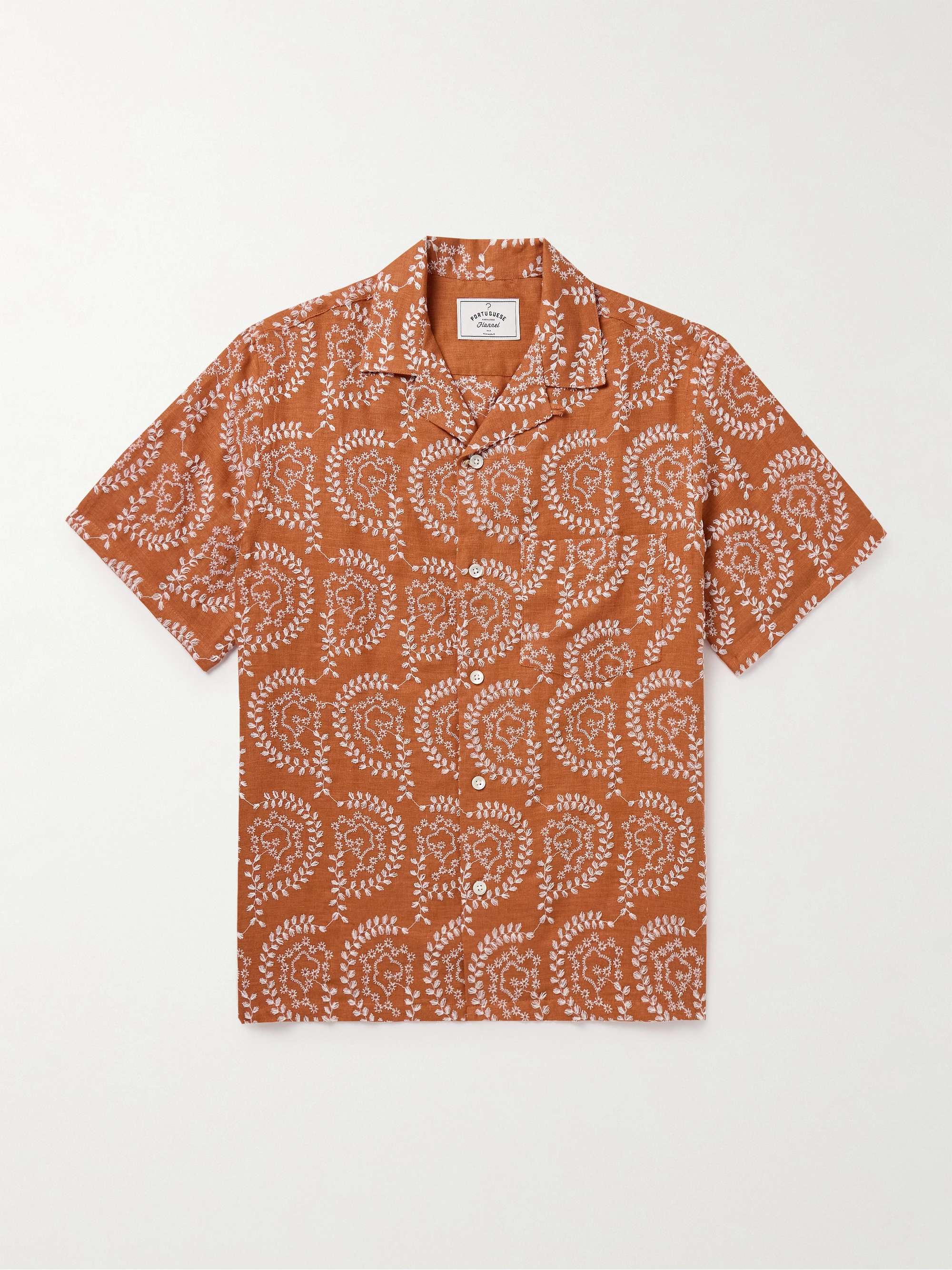 PORTUGUESE FLANNEL Tapestry Camp-Collar Embroidered Gauze Shirt