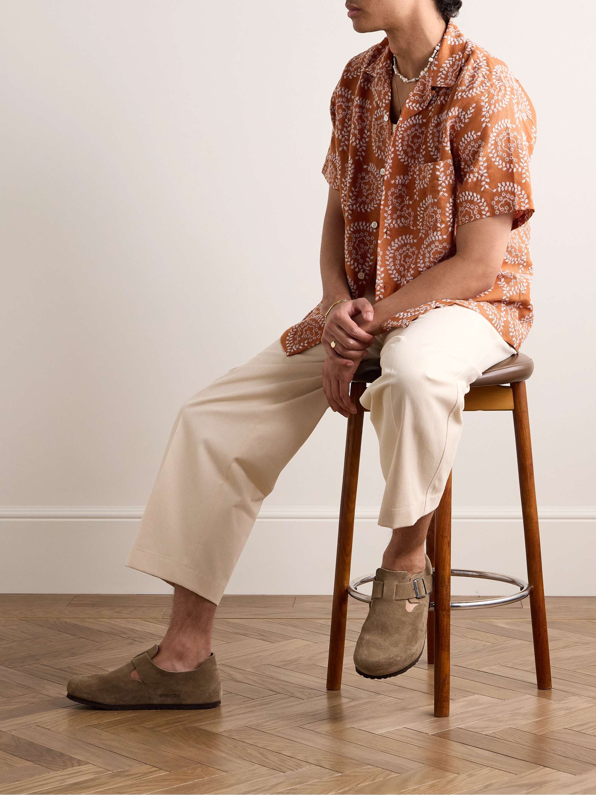 PORTUGUESE FLANNEL Tapestry Camp-Collar Embroidered Gauze Shirt