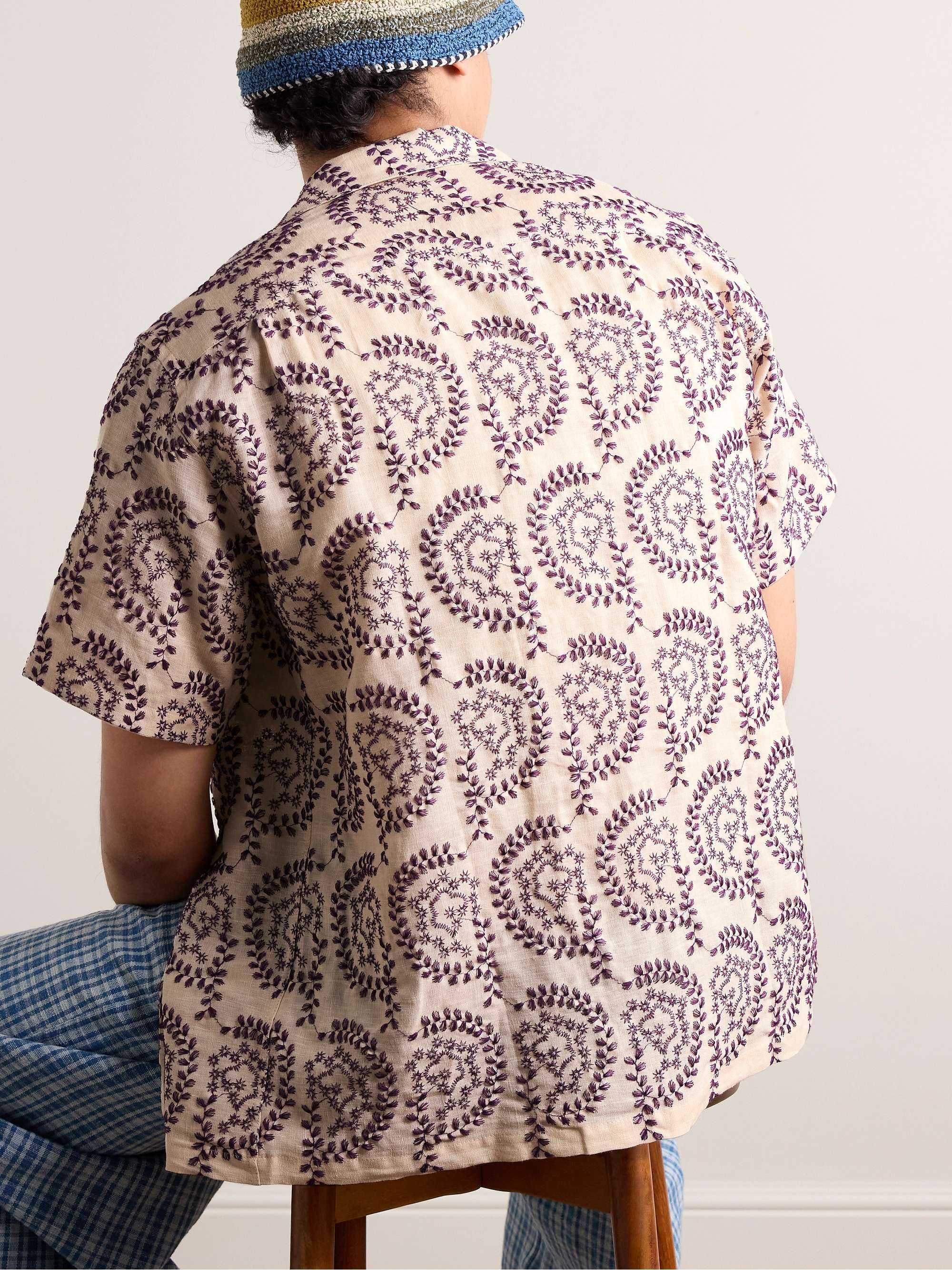 PORTUGUESE FLANNEL Tapestry Camp-Collar Embroidered Gauze Shirt