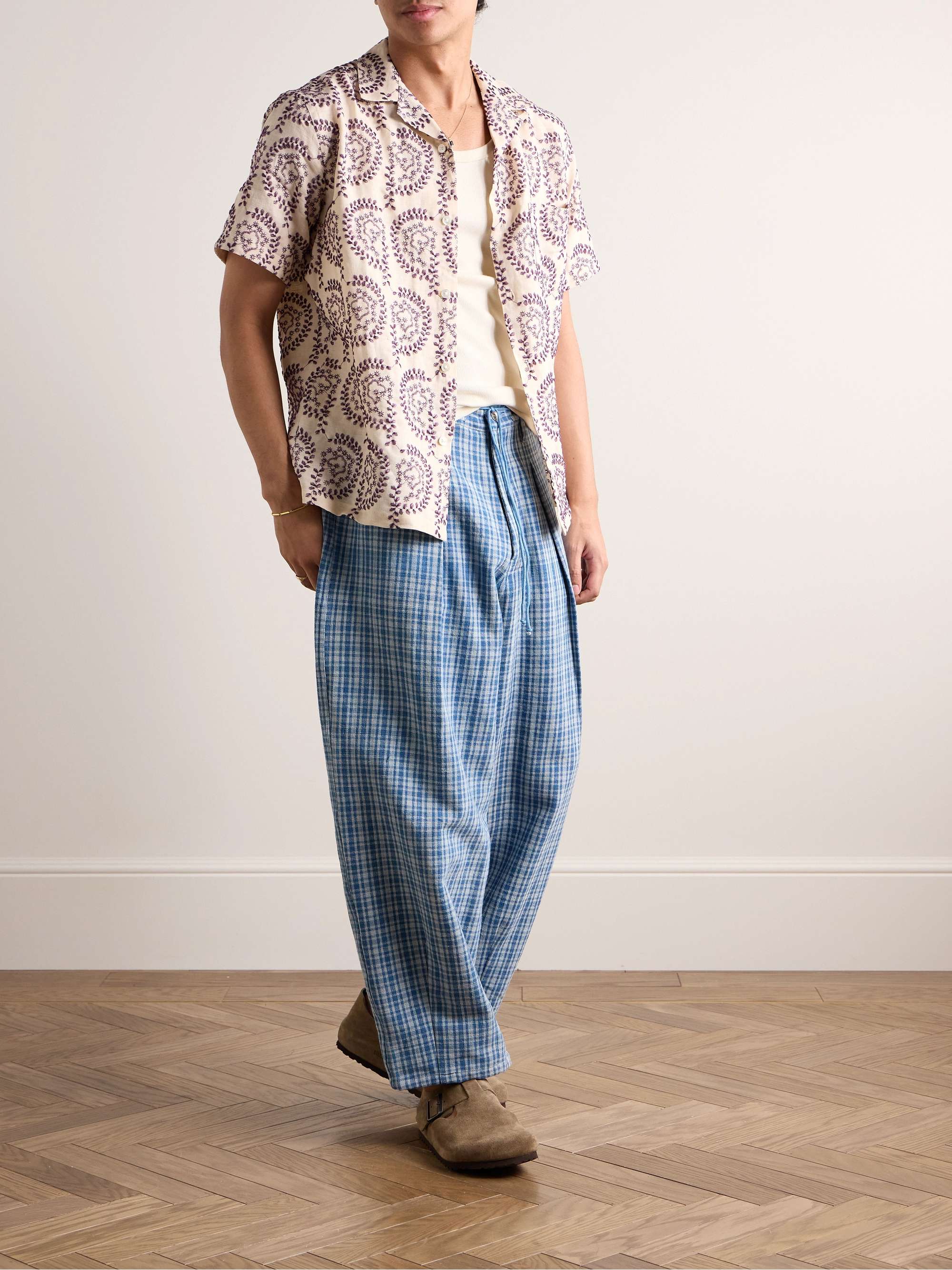 PORTUGUESE FLANNEL Tapestry Camp-Collar Embroidered Gauze Shirt