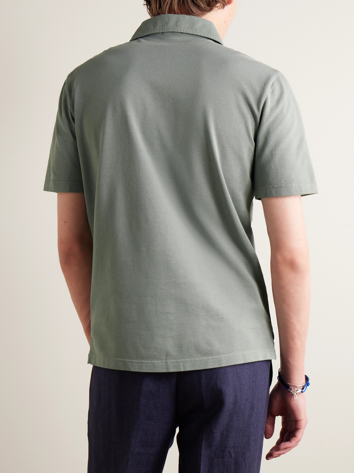 Shop Rubinacci Slim-fit Cotton-piqué Polo Shirt In Green