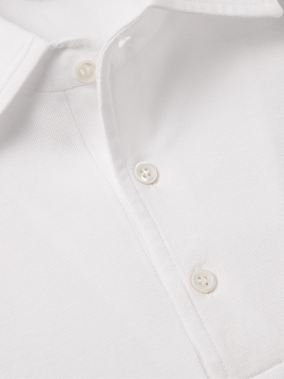 Shop Rubinacci Slim-fit Cotton-piqué Polo Shirt In White