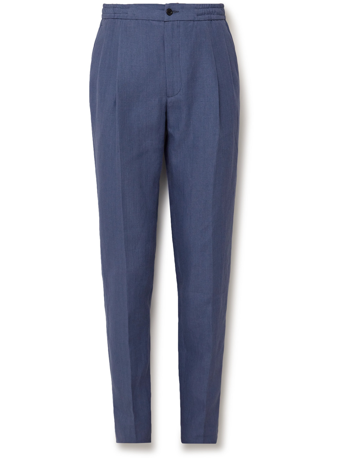 Tapered Pleated Linen Trousers