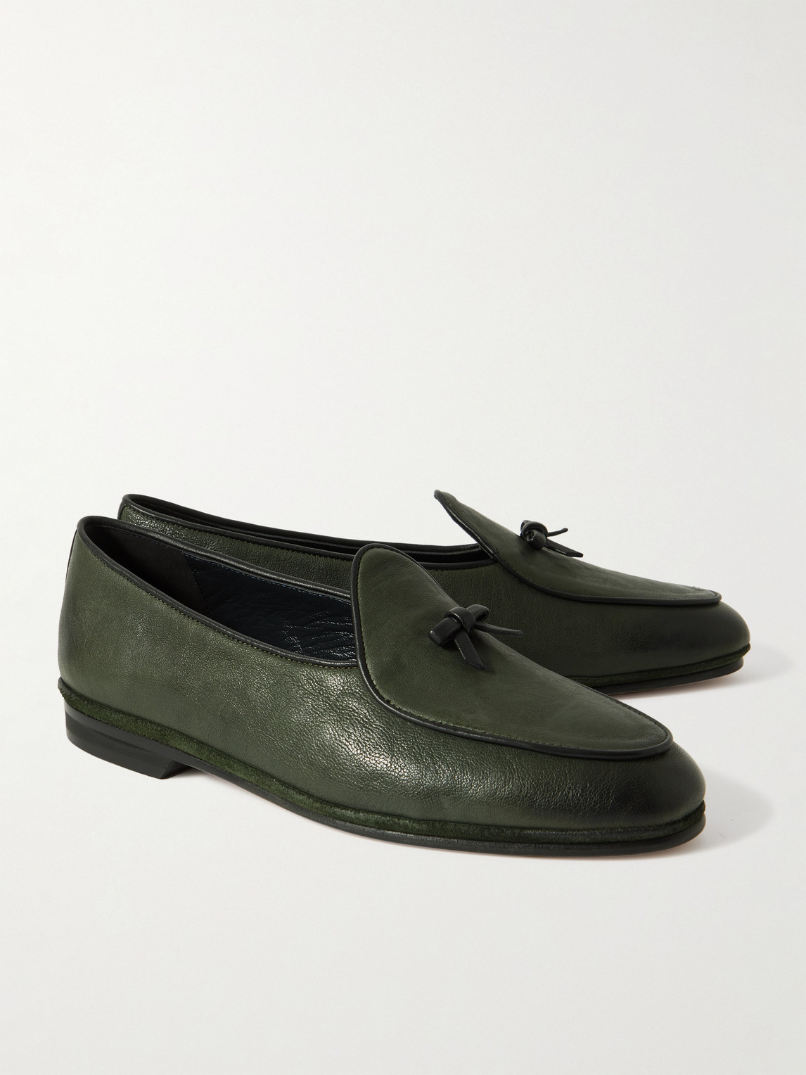 Shop Rubinacci Marphy Tasselled Leather Loafers In Green