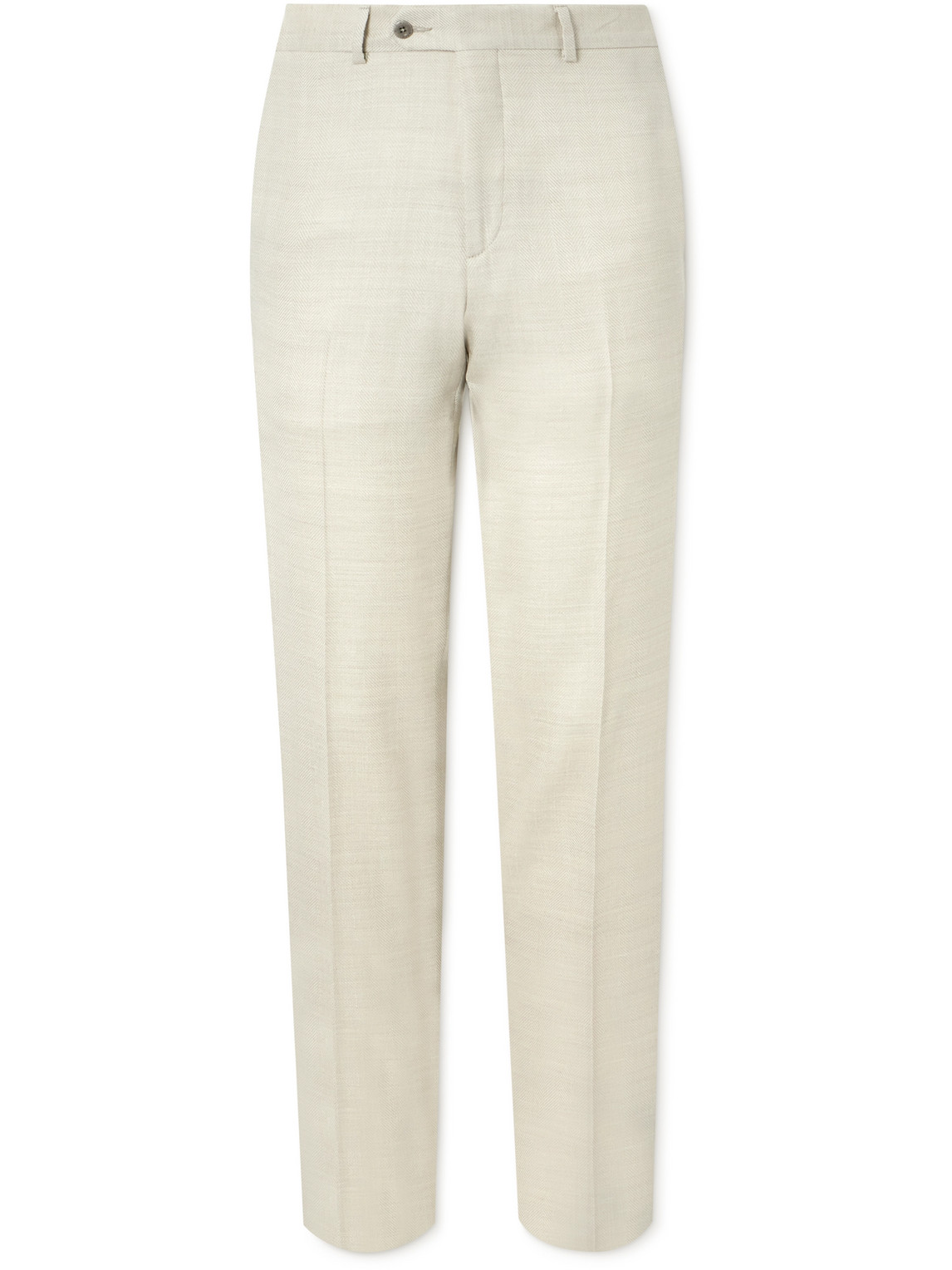 Luca Tapered Herringbone Linen Suit Trousers