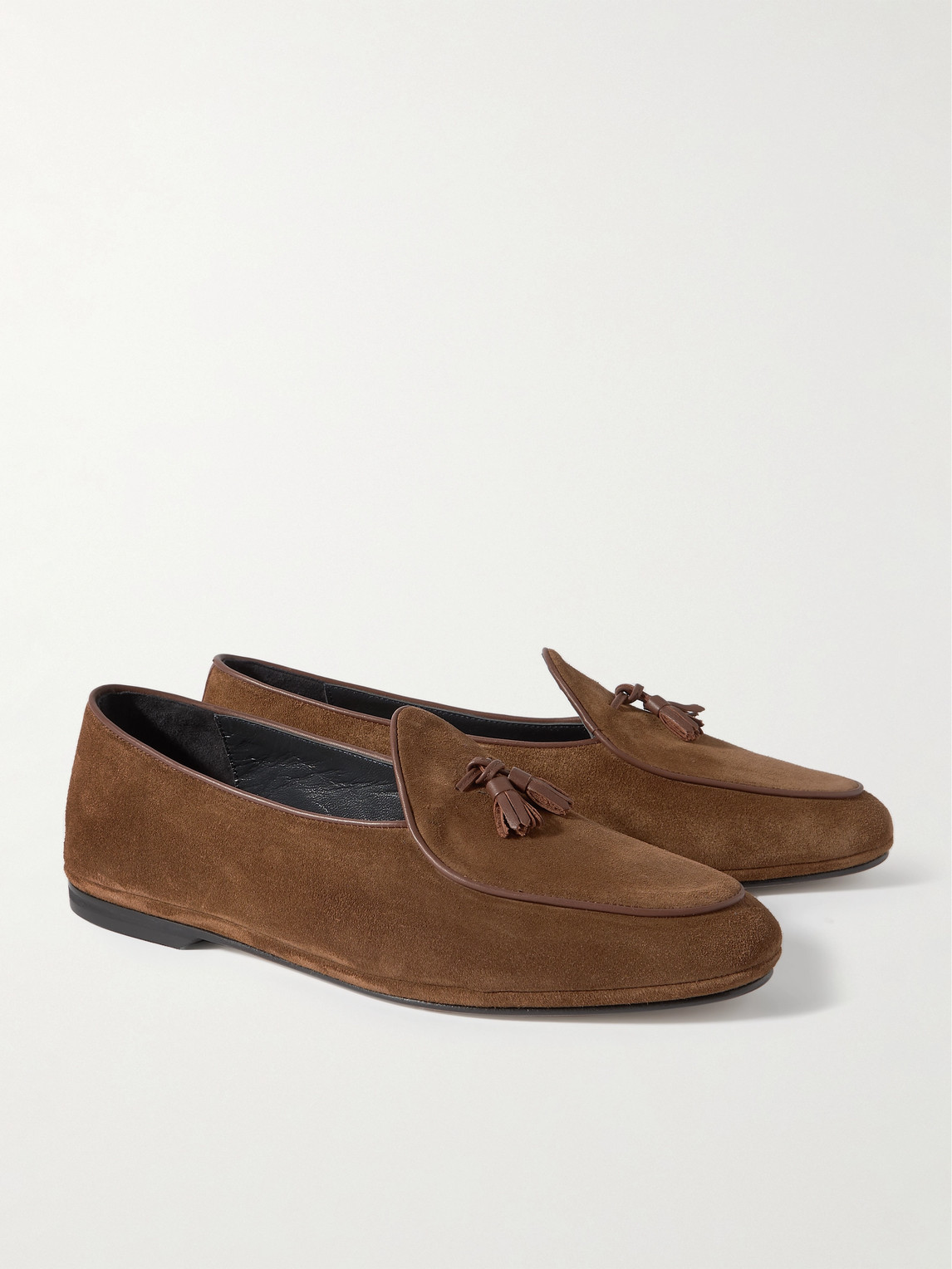 Shop Rubinacci Tasselled Suede Loafers In Brown