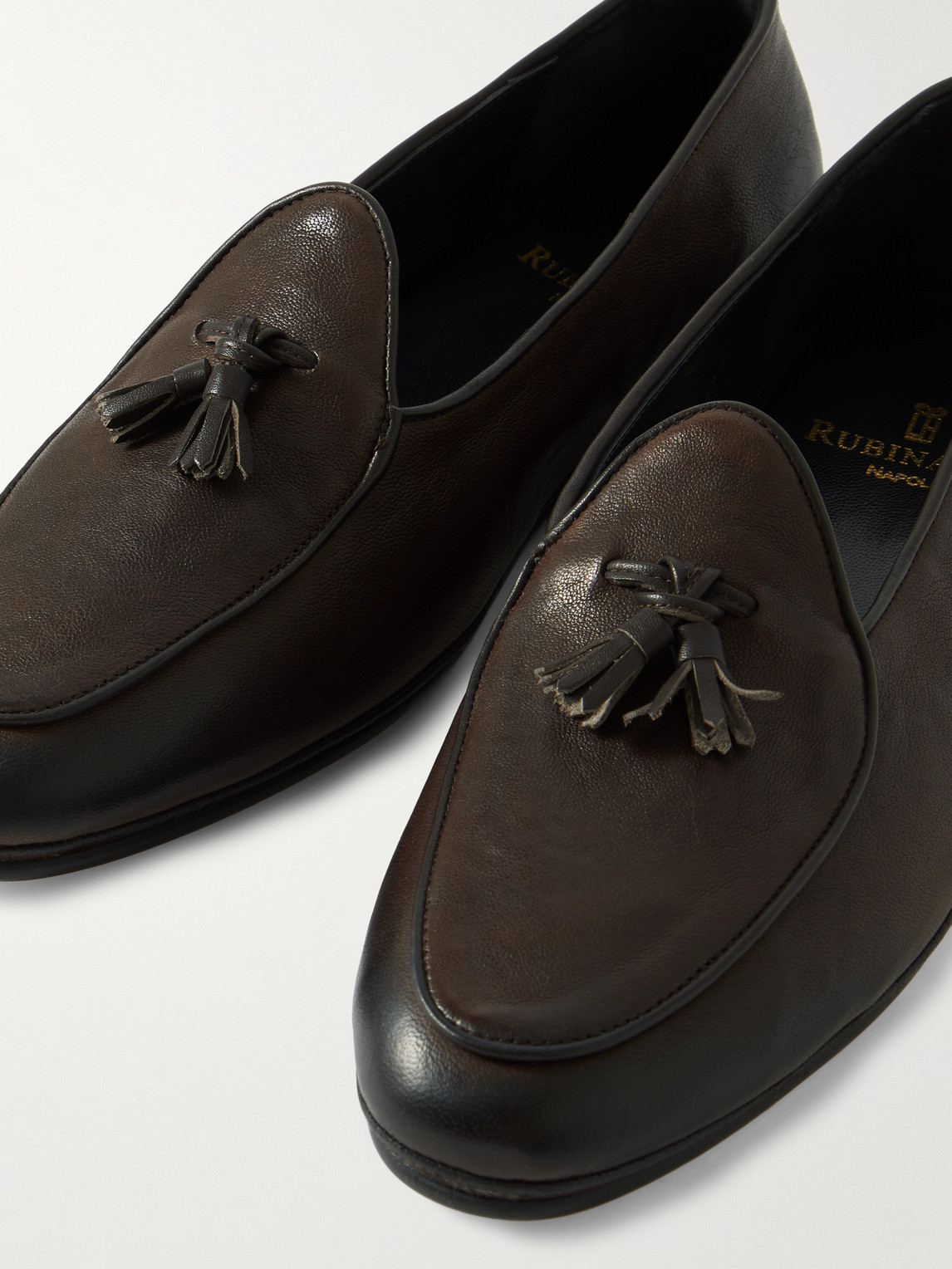 Shop Rubinacci Tasselled Leather Loafers In Brown
