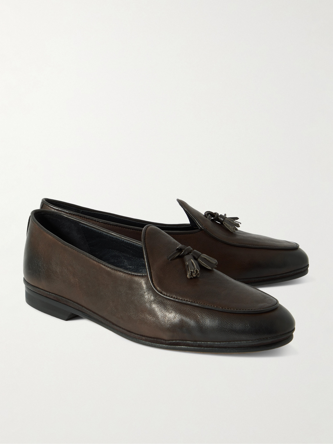 Shop Rubinacci Tasselled Leather Loafers In Brown