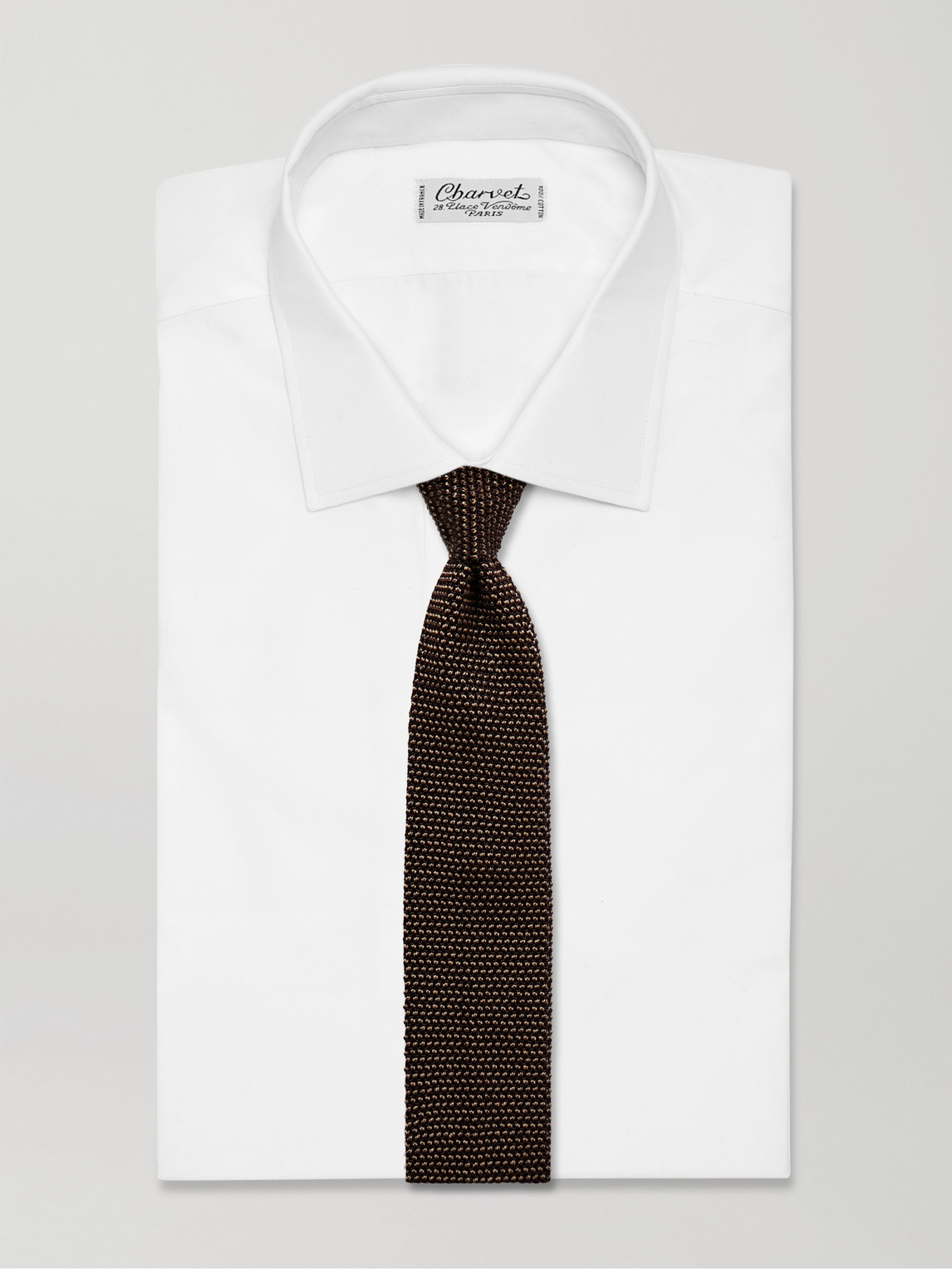 Shop Rubinacci 6cm Knitted Silk Tie In Brown