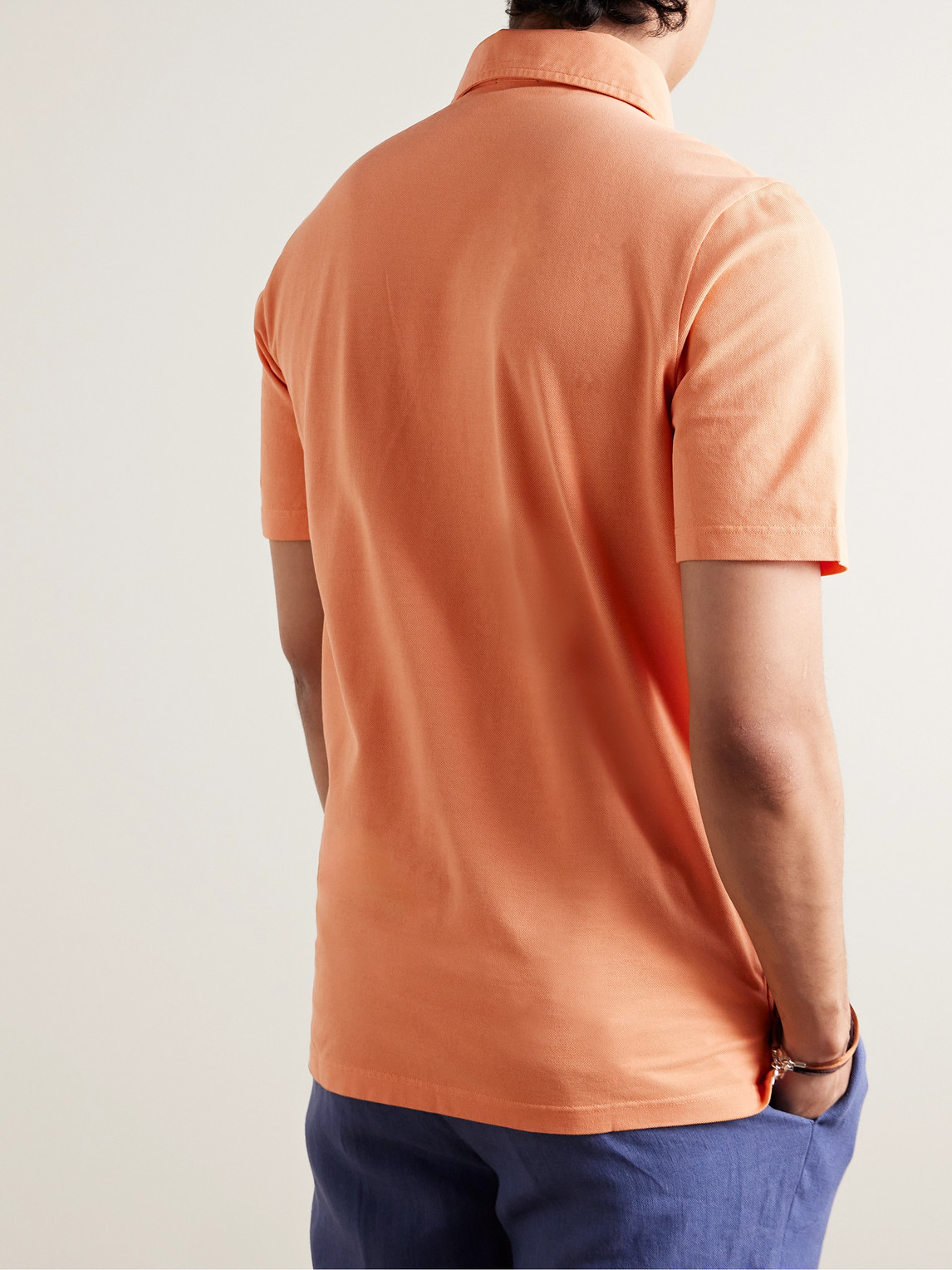 Shop Rubinacci Slim-fit Cotton-piqué Polo Shirt In Orange
