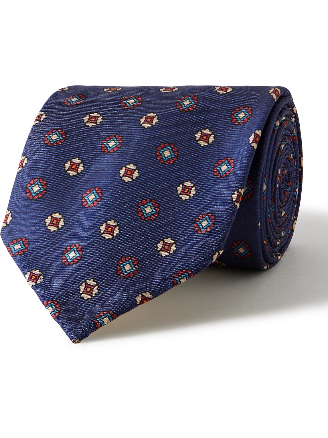 Rubinacci 7.5cm Printed Silk-twill Tie In Blue