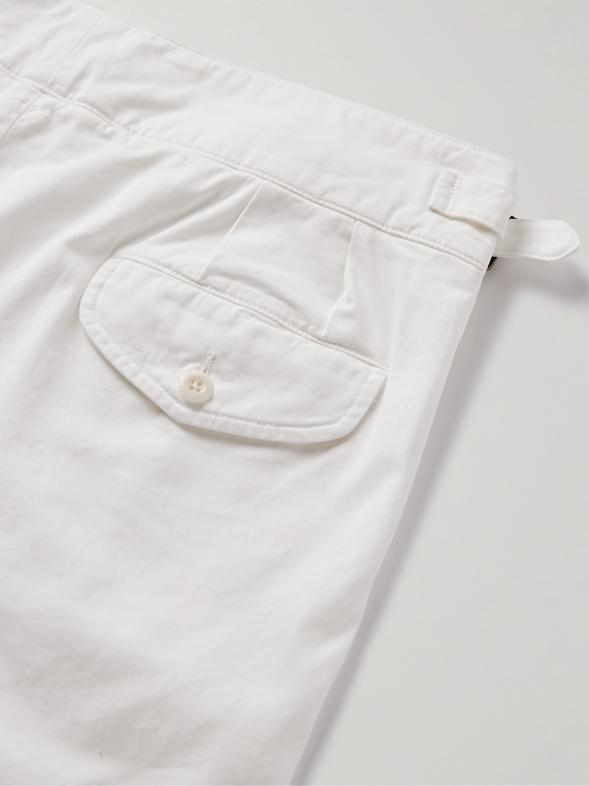 Shop Rubinacci Manny Straight-leg Pleated Cotton Shorts In White