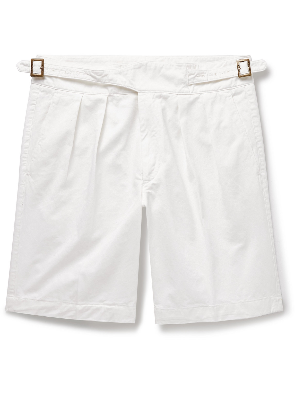 Rubinacci Manny Straight-leg Pleated Cotton Shorts In White