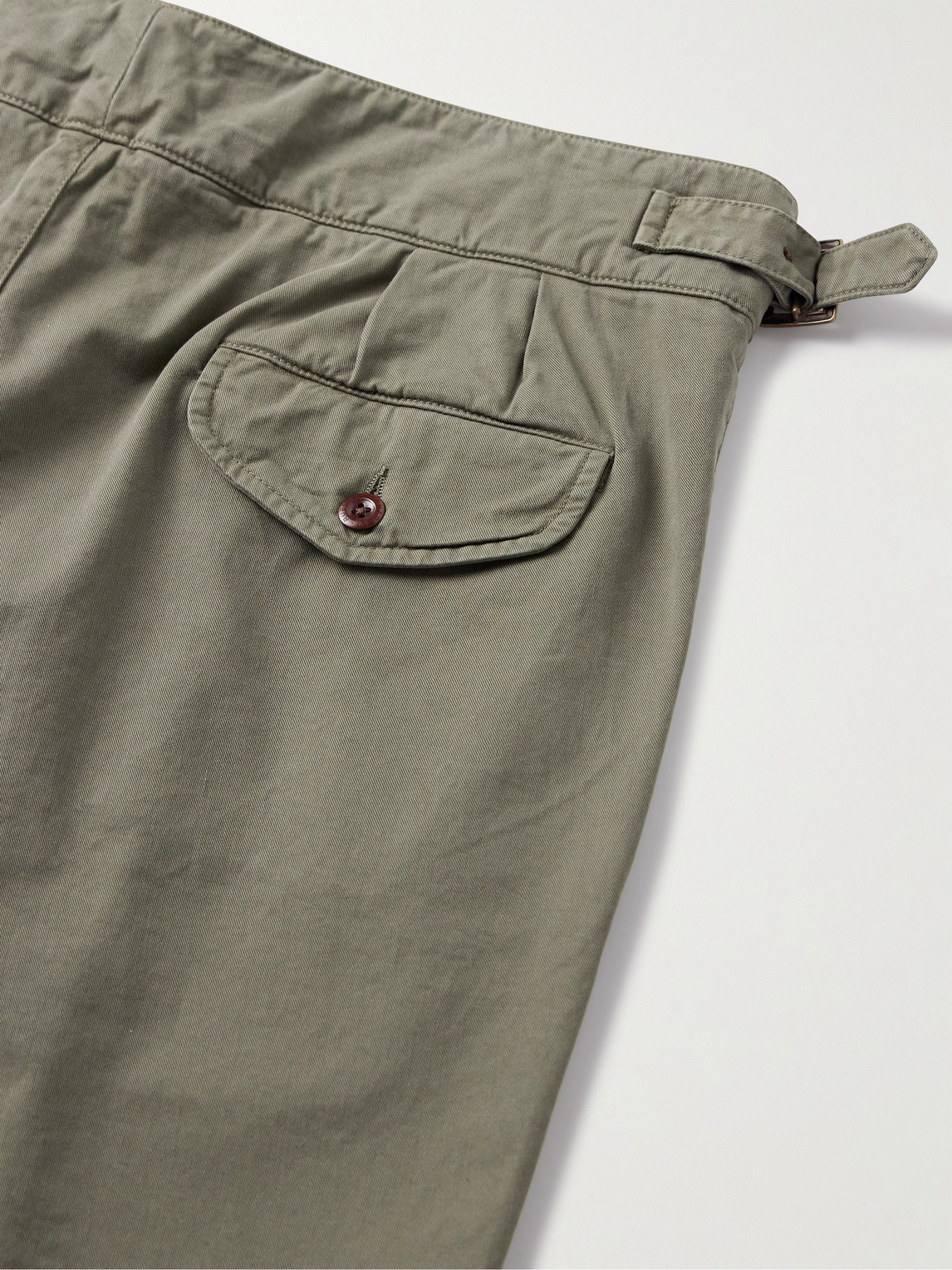 Shop Rubinacci Manny Straight-leg Pleated Cotton Shorts In Green