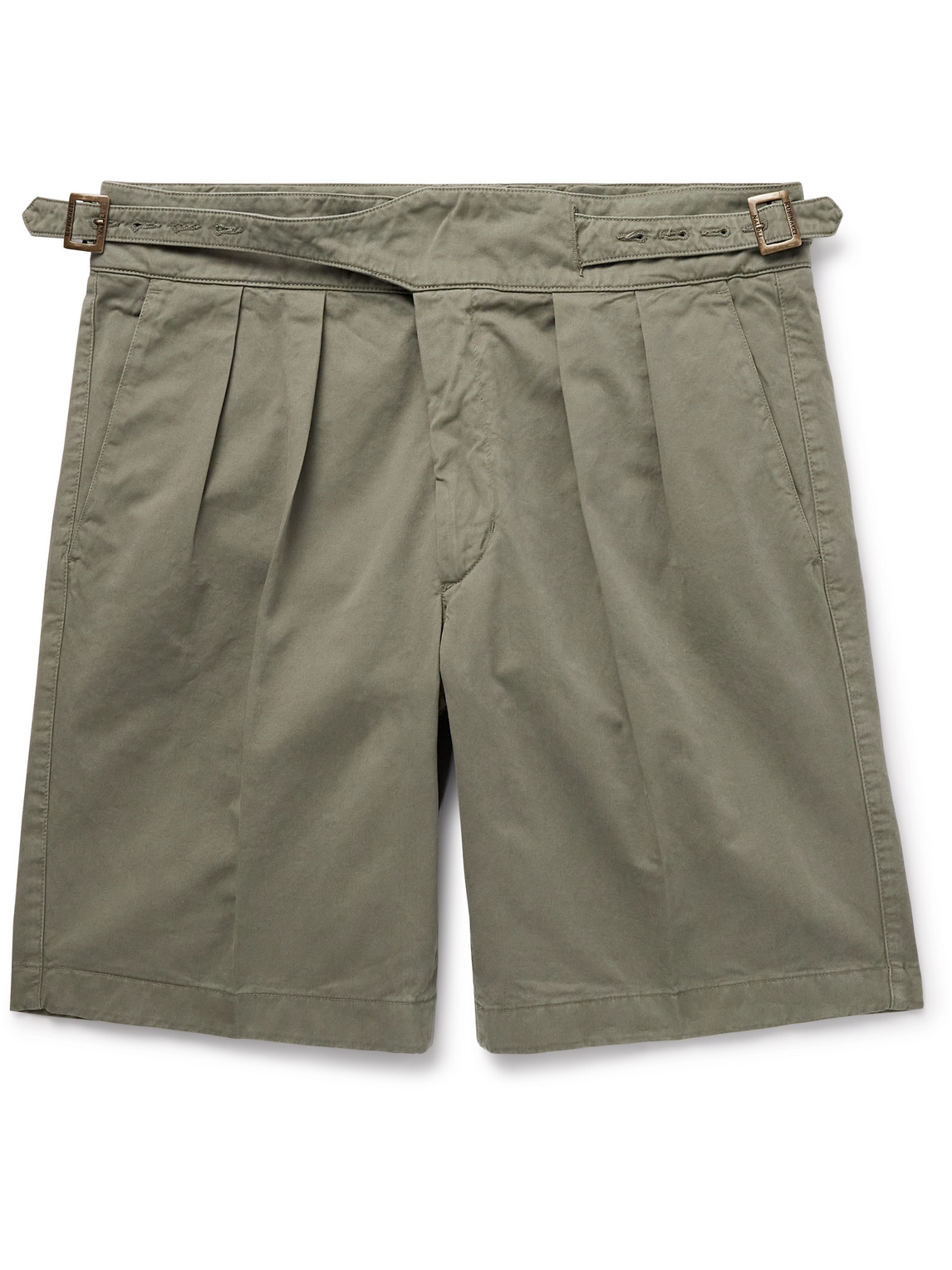 Manny Straight-Leg Pleated Cotton Shorts