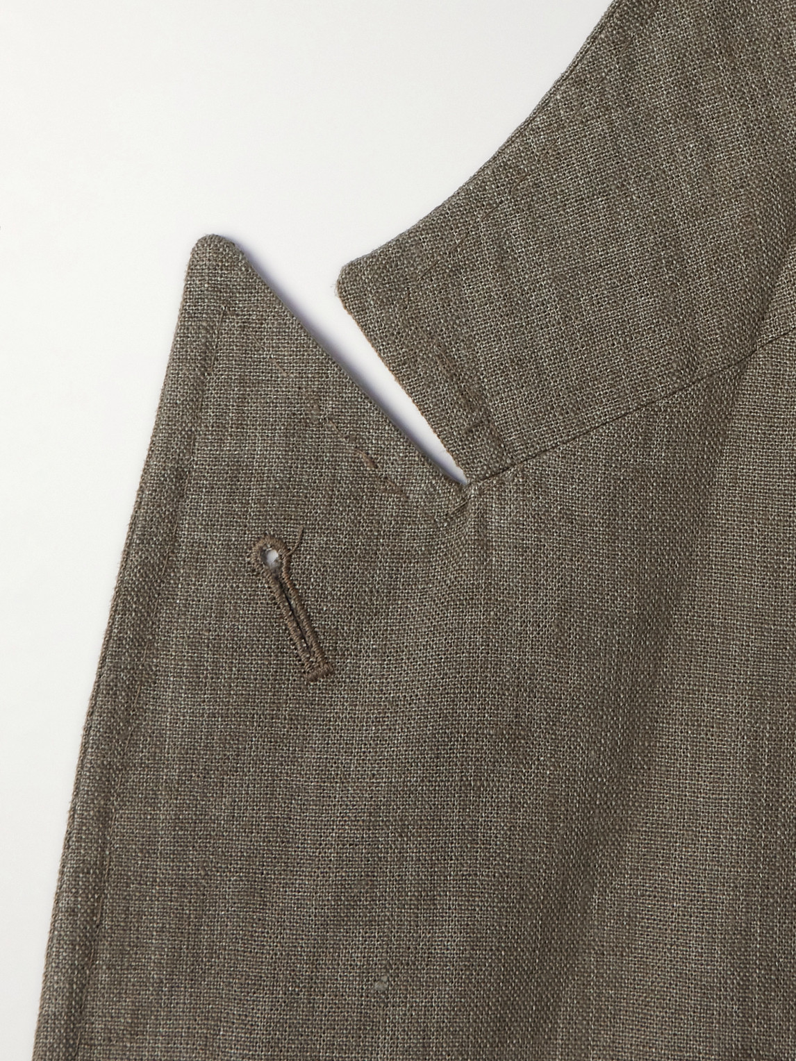 Shop Rubinacci Double-breasted Linen Suit Jacket In Green