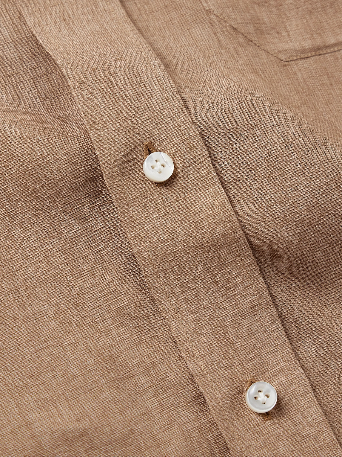 Shop Rubinacci Grandad-collar Linen Shirt In Brown