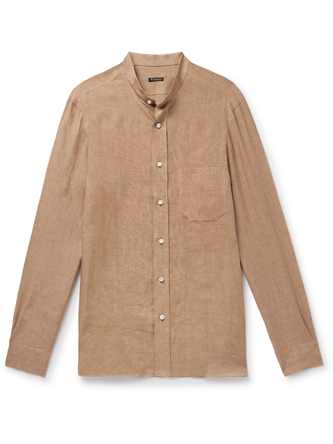 Grandad-Collar Linen Shirt